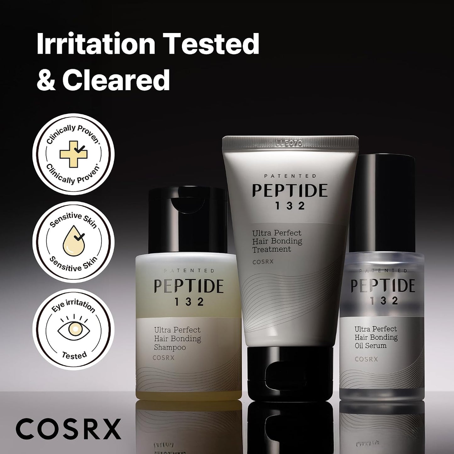 COSRX Peptide-132 Hair Bonding Mini Kit | Travel-Size Shampoo & Treatment + Full-Size Oil Serum for Damaged Hair & Scalp Care