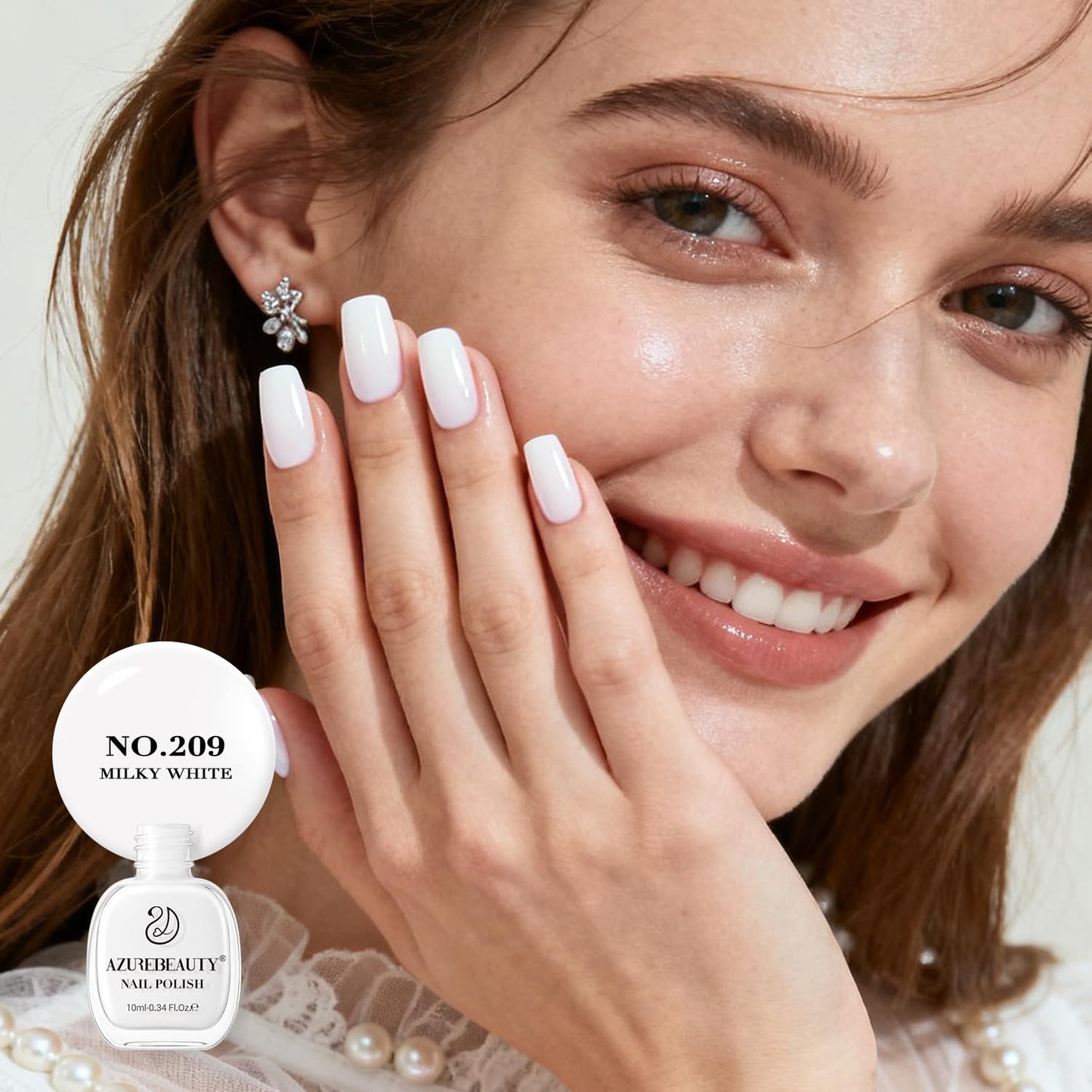 AZUREBEAUTY Milky White Translucent Nail Polish – Quick Dry, Long-Lasting, Natural Jelly Glossy Finish for DIY Manicure & Nail Art, Salon Quality for Women
