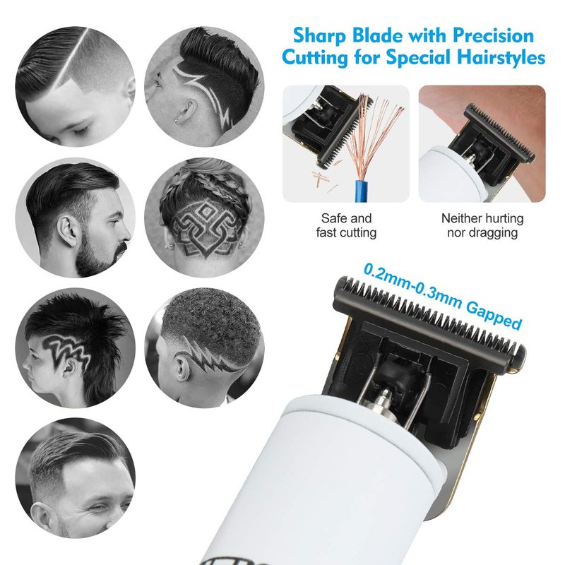 BESTBOMG Electric Clippers Barber Grooming Kit Rechargeable Cordless Close Cutting T-Blade Trimmer Hair Clippers for Men Zero Gapped Detail Beard Shaver