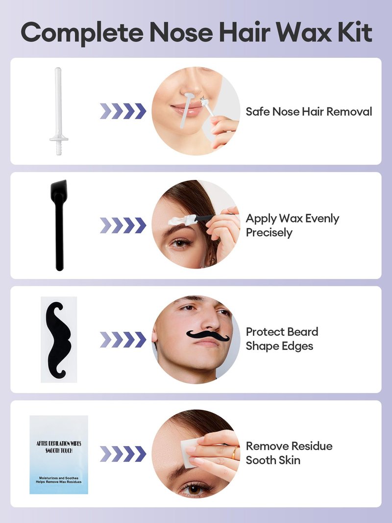 Mini Nose Wax Kit For Men&Women,Electric Nose Ear Eyebrow Small Area Hair Removal,40g Bigger Capacity with 100g Wax,10 Applicators
