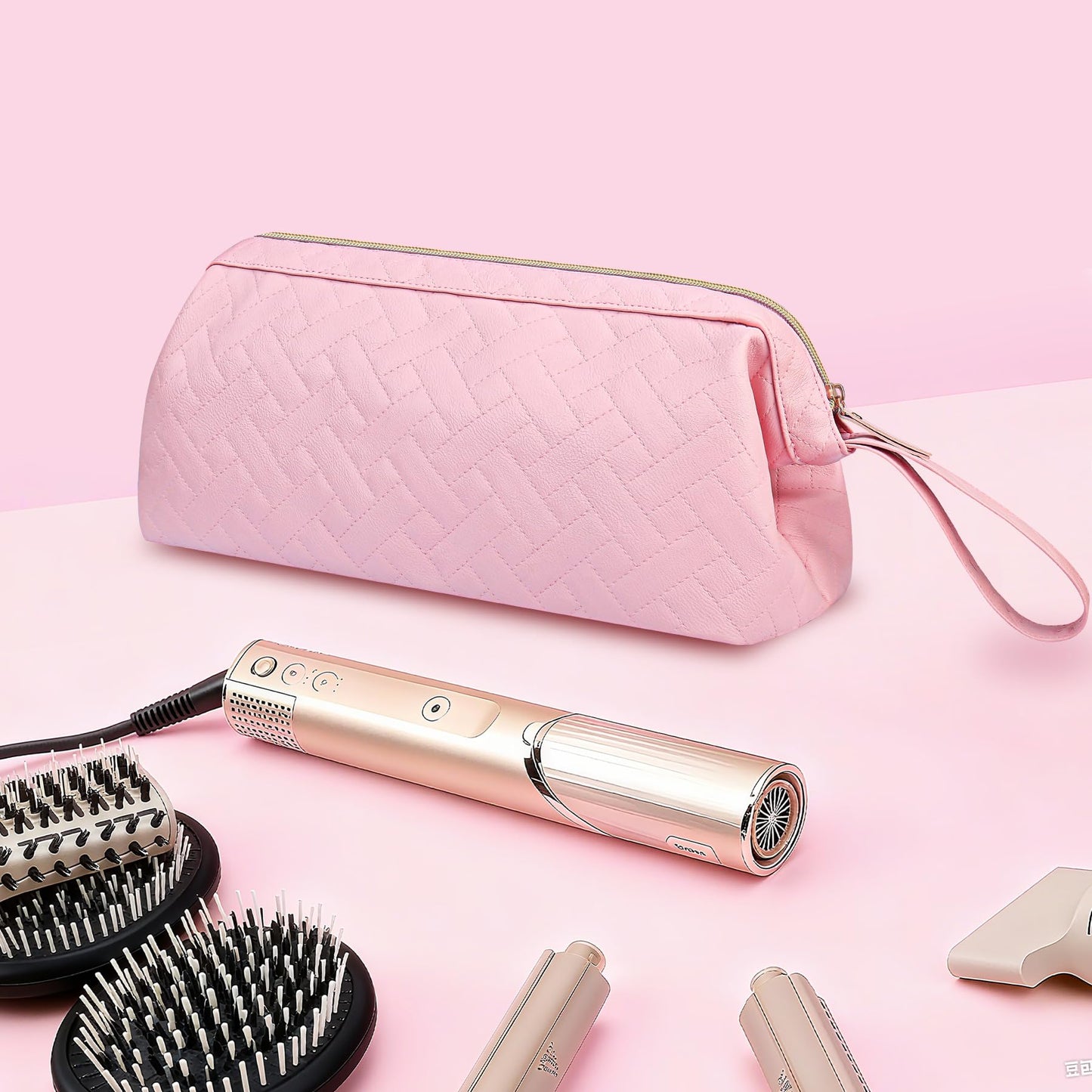 Lacdo Shark FlexStyle Case for Shark Flexstyle Hair Dryer, Dyson Airwrap Travel Carrying Case Hair Tools Travel Bag Flat Curling Iron Organizer Essential for Women, Pink