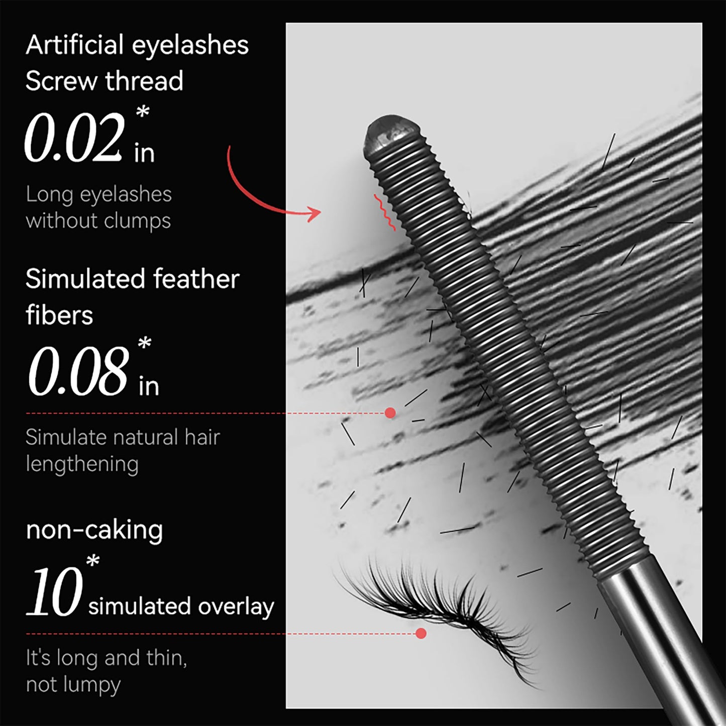 Iron Wand Mascara – 5D Curling with Washable Metal Wand, Waterproof Black Volume & Length, Long-Lasting Smudge-Proof for Eyelashes