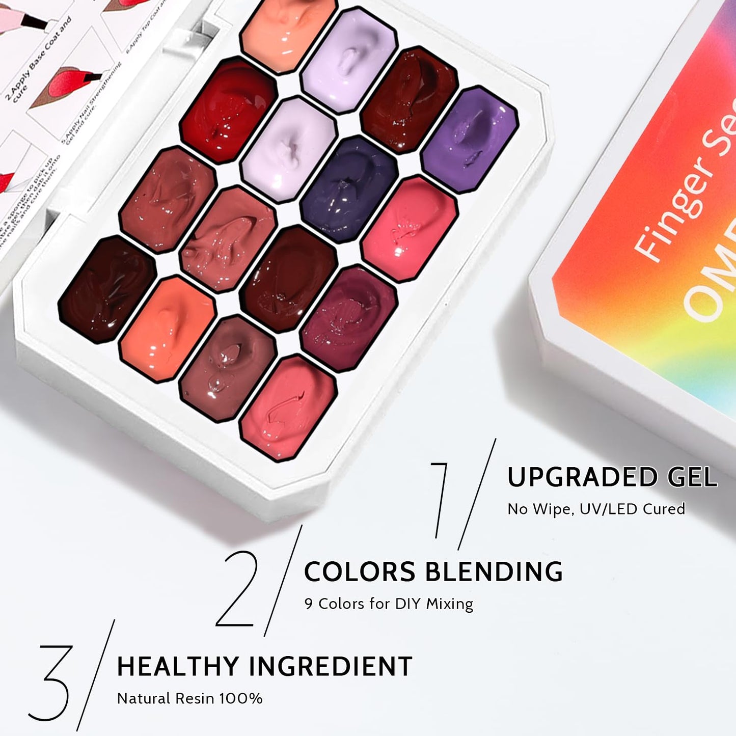 Karroy Sponge Pat Gel Nail Polish Palette, 16 Colors Blending Ombre Gel Polish Patting Gradient Painting Nails Art, No Wipe, UV/LED Cured (16 Colors F)