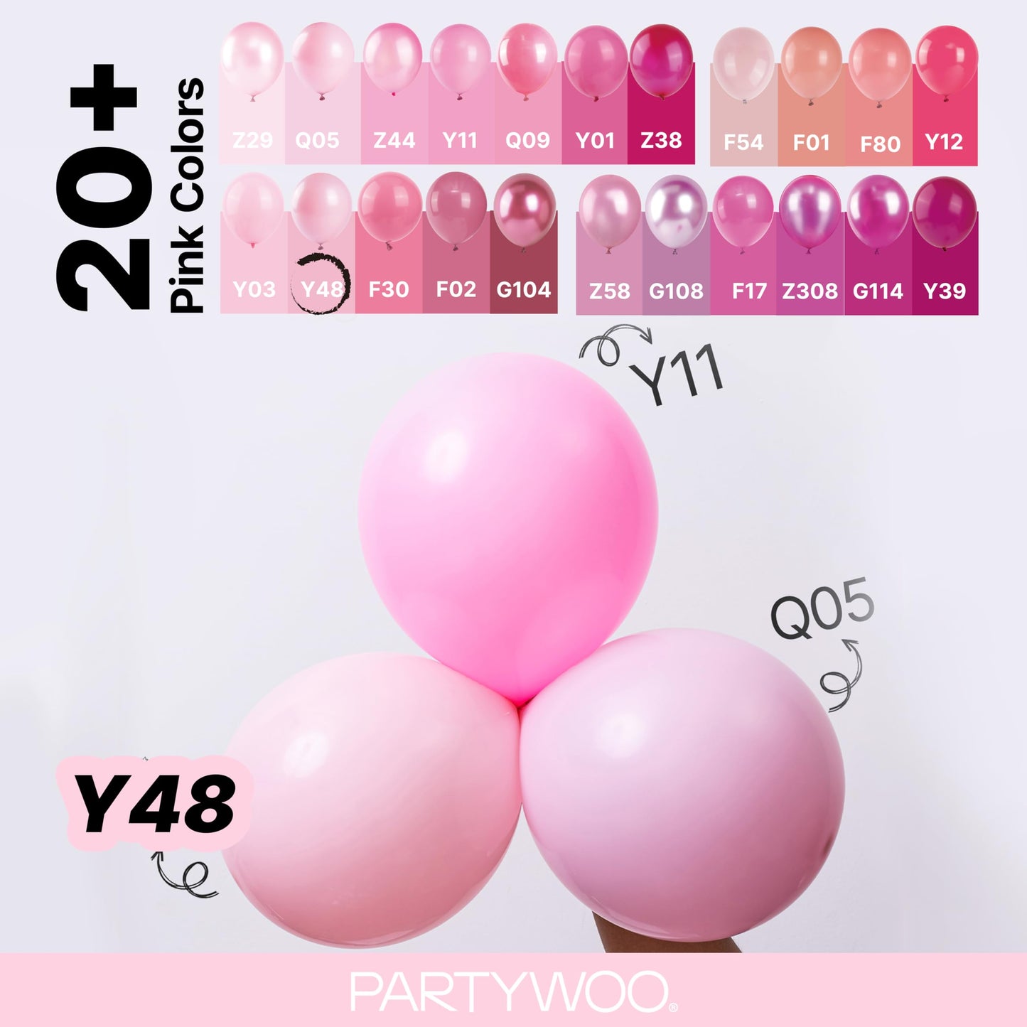 PartyWoo Light Pink Balloons 100pcs Pastel Pale Baby Pink Color