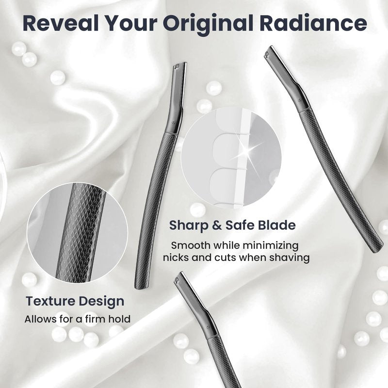 AIBRIT PRO Dermaplaning Tool for Face, Dermaplane Razor for Peach Fuzz with Metal Grip, Professional Eyebrow Razor for Women, Facial Razor for Women Black (12 Replaceable Blades)