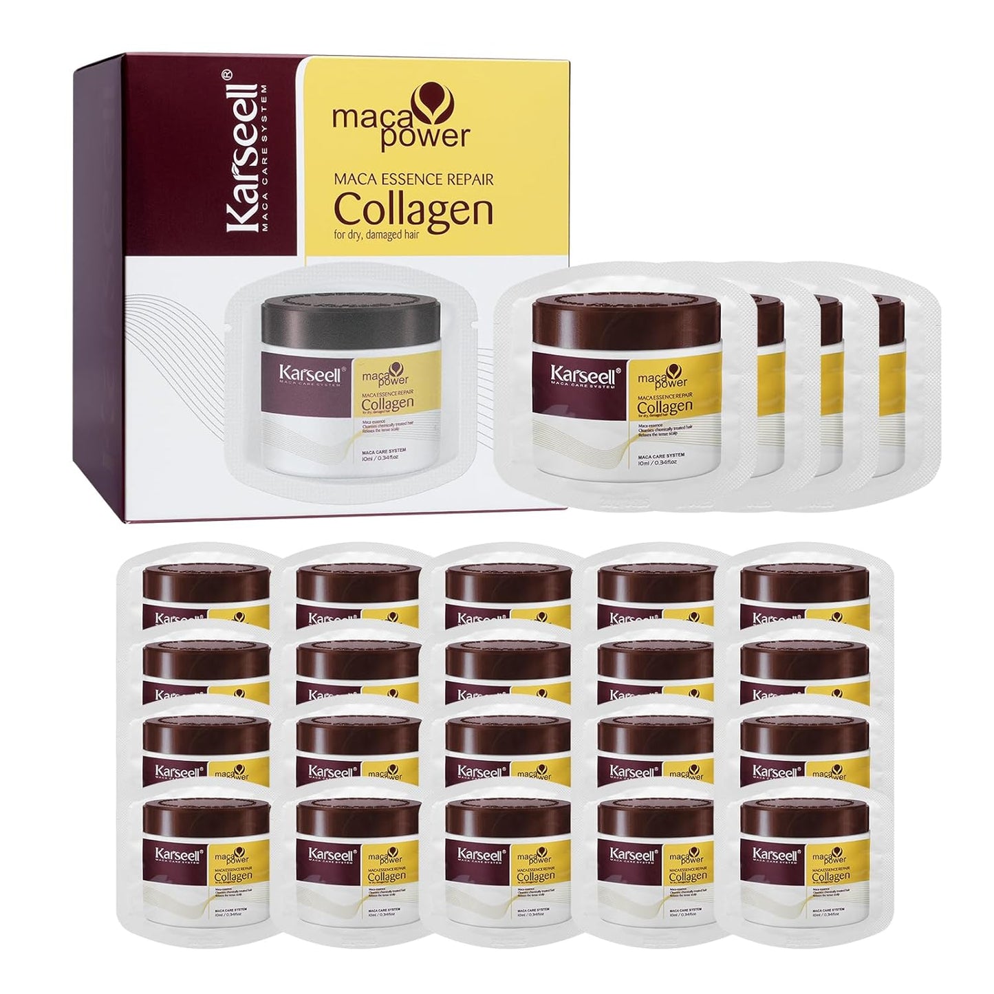 Collagen Hair Treatment Mask - Deep Repair Argan Oil Essence for All Hair Types | 10ml (24 Packs)