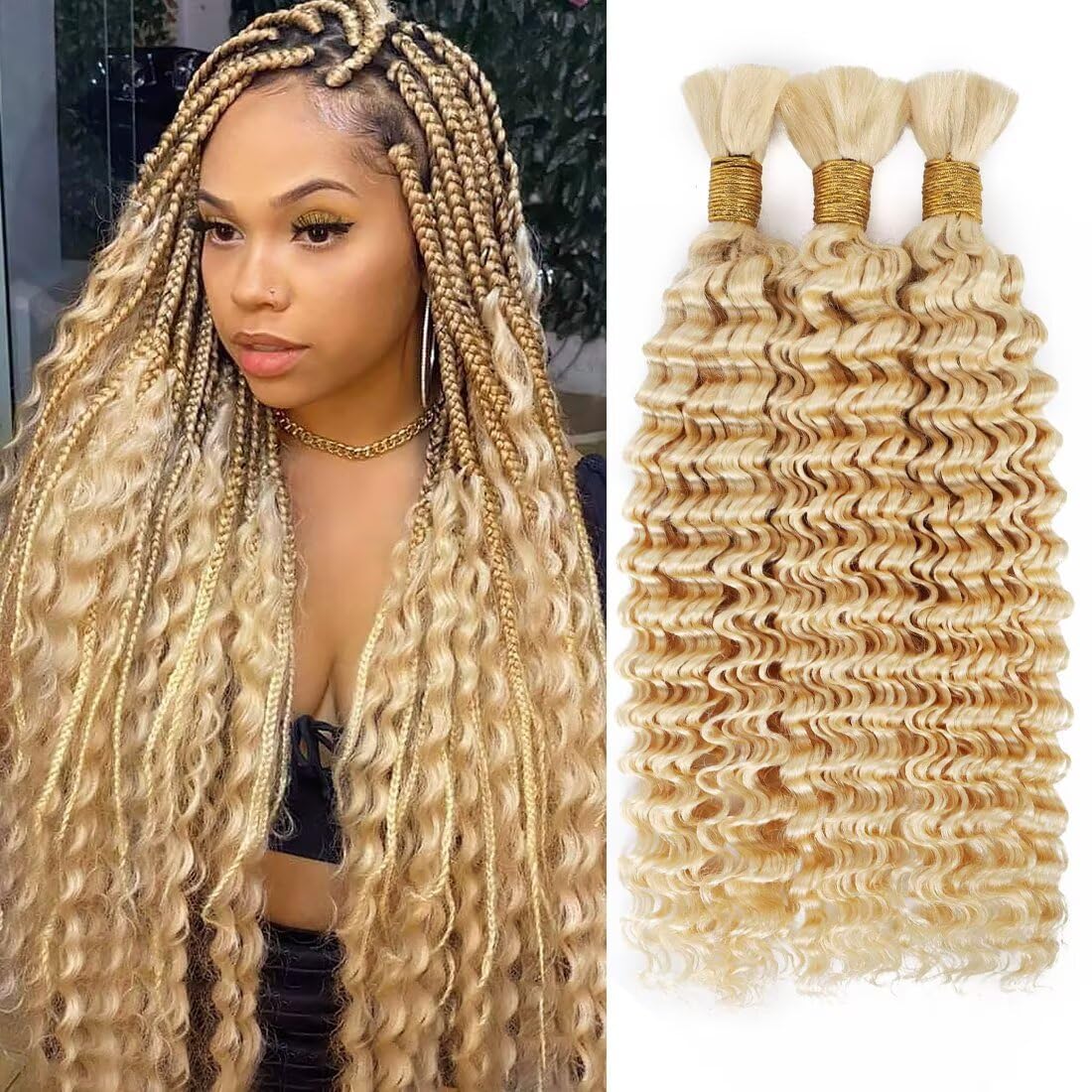Unprocessed Human Hair for Braiding - #30 Auburn Curly Bulk Hair, 12A Grade, 24 Inch, 100g (2 Bundles)