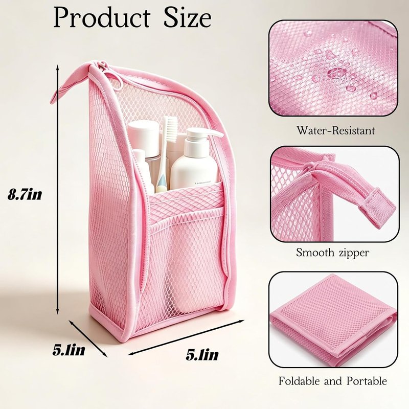 Lightweight Portable Travel Toiletry Bag - EVA Clear Hanging Makeup Organizer | Pink