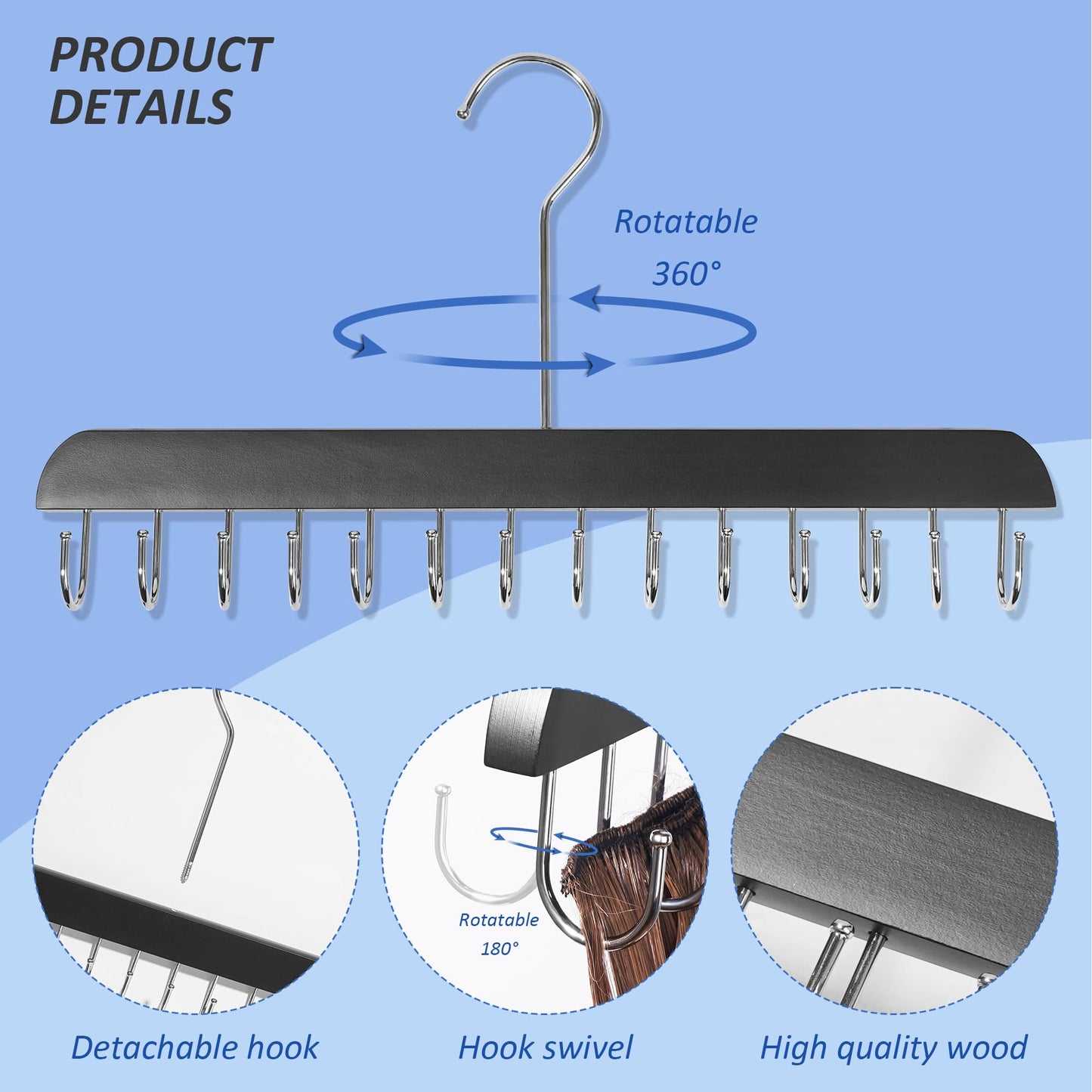 1 Pack Hair Extension Hanger with Clear Dustproof Bag, 14 Hooks Weft Organizer, Tangle-Free Storage Rack for Styling, Washing, Drying (23.6x17.7inch)