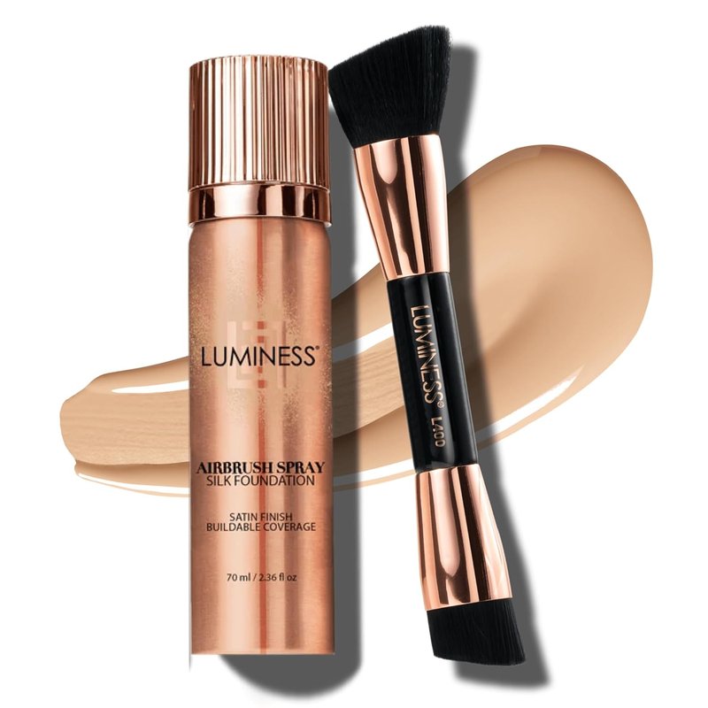 LUMINESS Face Time All-In-One Makeup Kit | Airbrush Foundation, Face Palette & Brush Set - Long-Wearing, Easy to Blend (02 - Fair)