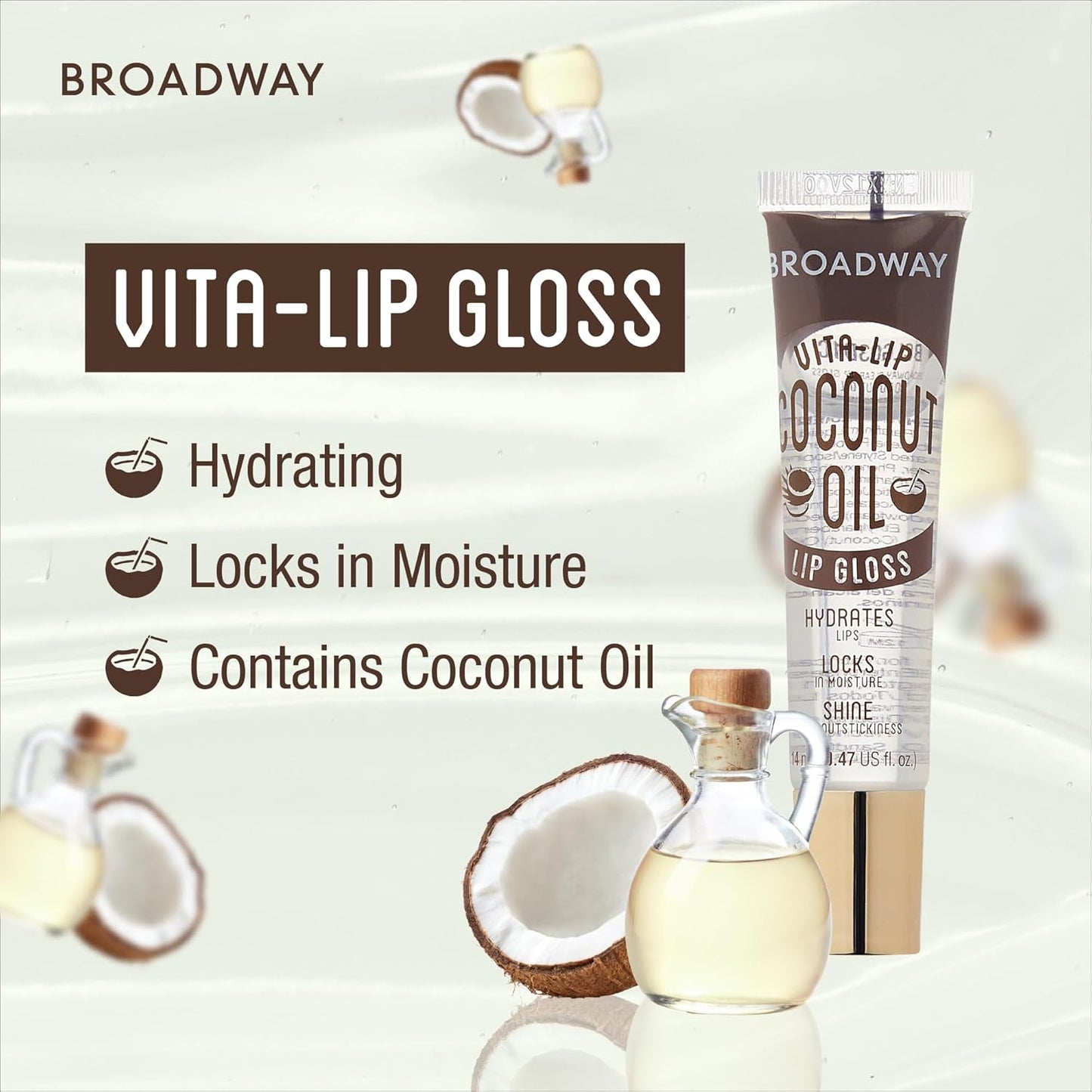 Ruby Kisses Vita-Lip Clear Lip Gloss - Ultra-Hydrating Coconut Oil Formula | 12 Pack, High-Shine Finish