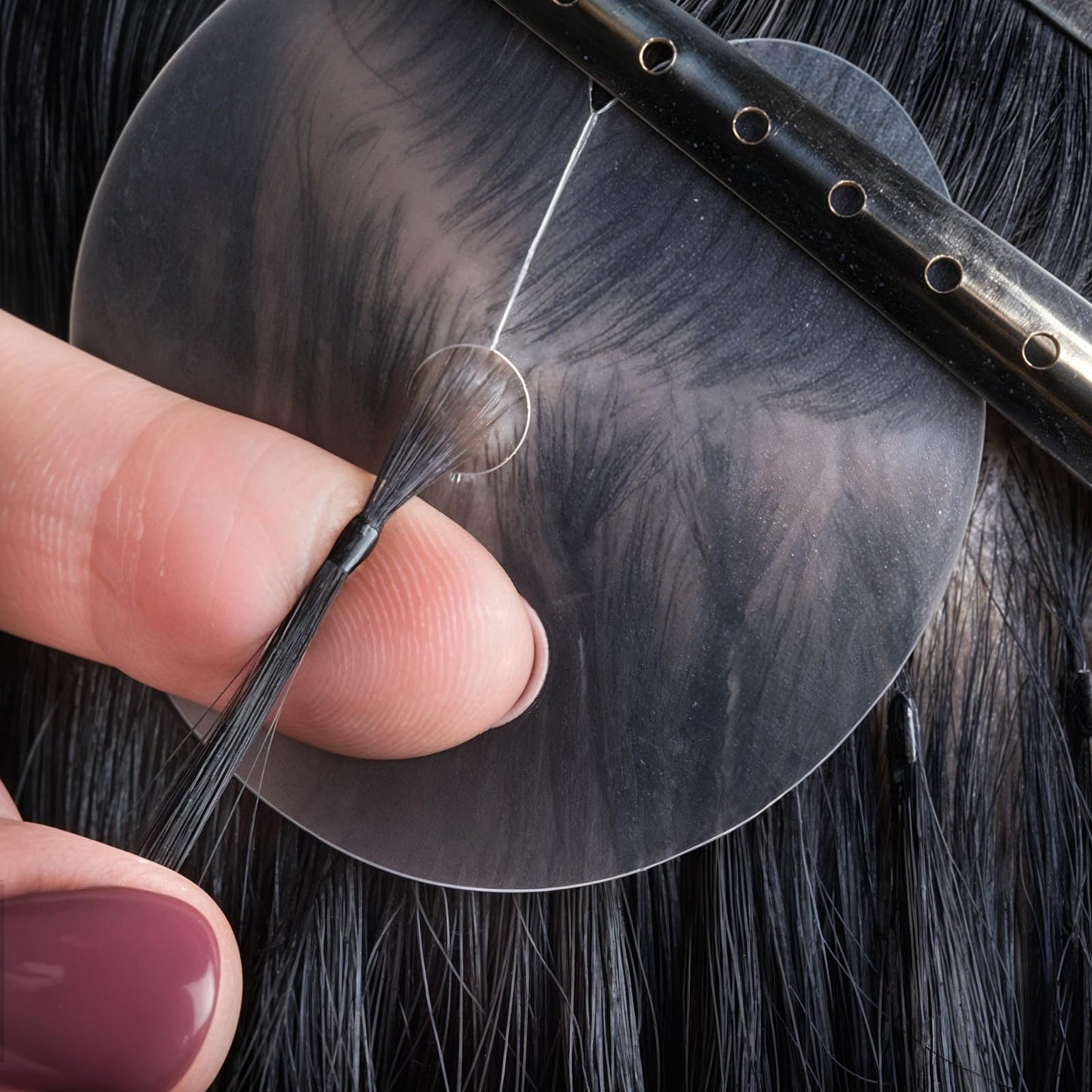 50 Pcs Heat Shield Guards for Hair Extension Circular K Tips Hair Extensions Tool Single Hole Round Spacer Template Clips Clear Fusion Keratin Glue Protector Templates for Hairs Extensions