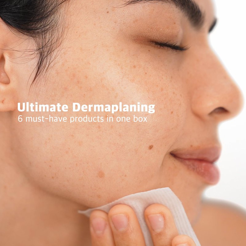 epielle & Tinkle Complete Safe Dermaplane Starter Kit: Safe Facial Renewal System Cleanser, Multi-Balm, Dermaplane Tool, Hydrating Mask & Serum, Peach Fuzz Removal Stocking Stuffer Dermaplaning Kit