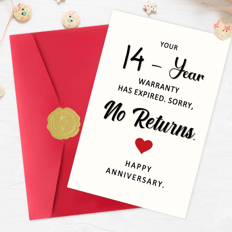 Smithtuy Funny 14 Year Anniversary Card,14th Wedding Anniversary Card Gifts for Him Her Husband Wife Couples,Ivory Anniversary Cards Gifts for Women Men