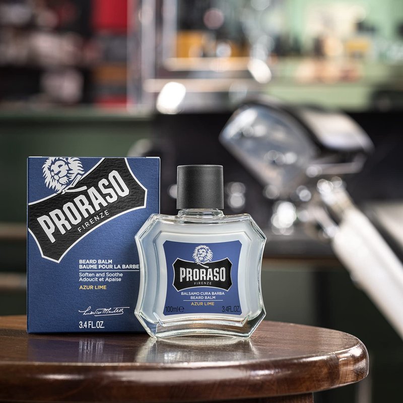 Proraso Azur Lime Beard Balm - Moisturizing Citrus & Mint Condition Beards & Soften New Beard Growth - Leave In Facial Hair Conditioner for Men - 3.4oz