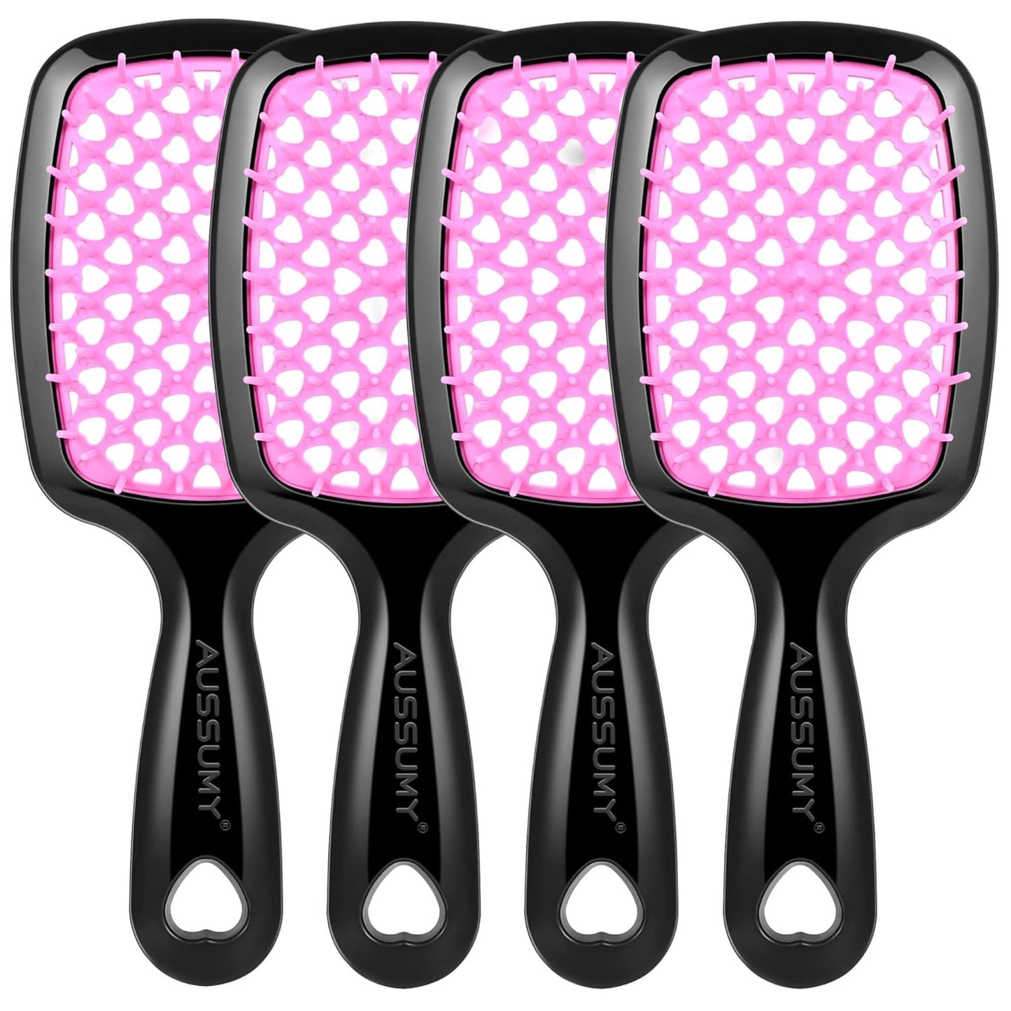 Vented Detangling Hair Brush Set - Soft Bristles for Effortless Tangle-Free Styling | Ideal for Curly, Straight, Wet, Dry Hair - Magenta - 2 Pack