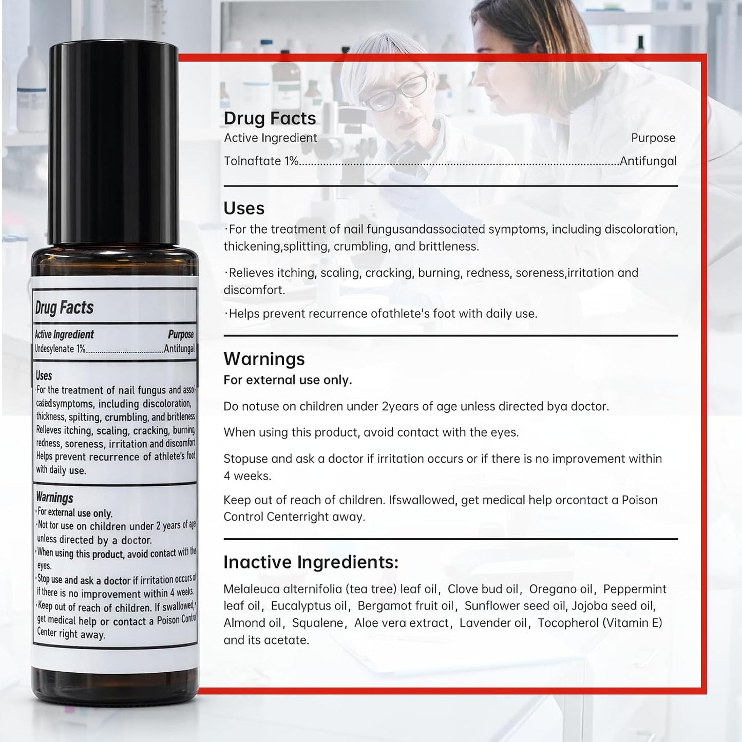 Nail Fungus Treatment - Extra Strength 1% Tolnaftate | Plant-Based Formula for Thickened Nails, 0.51 fl. oz.