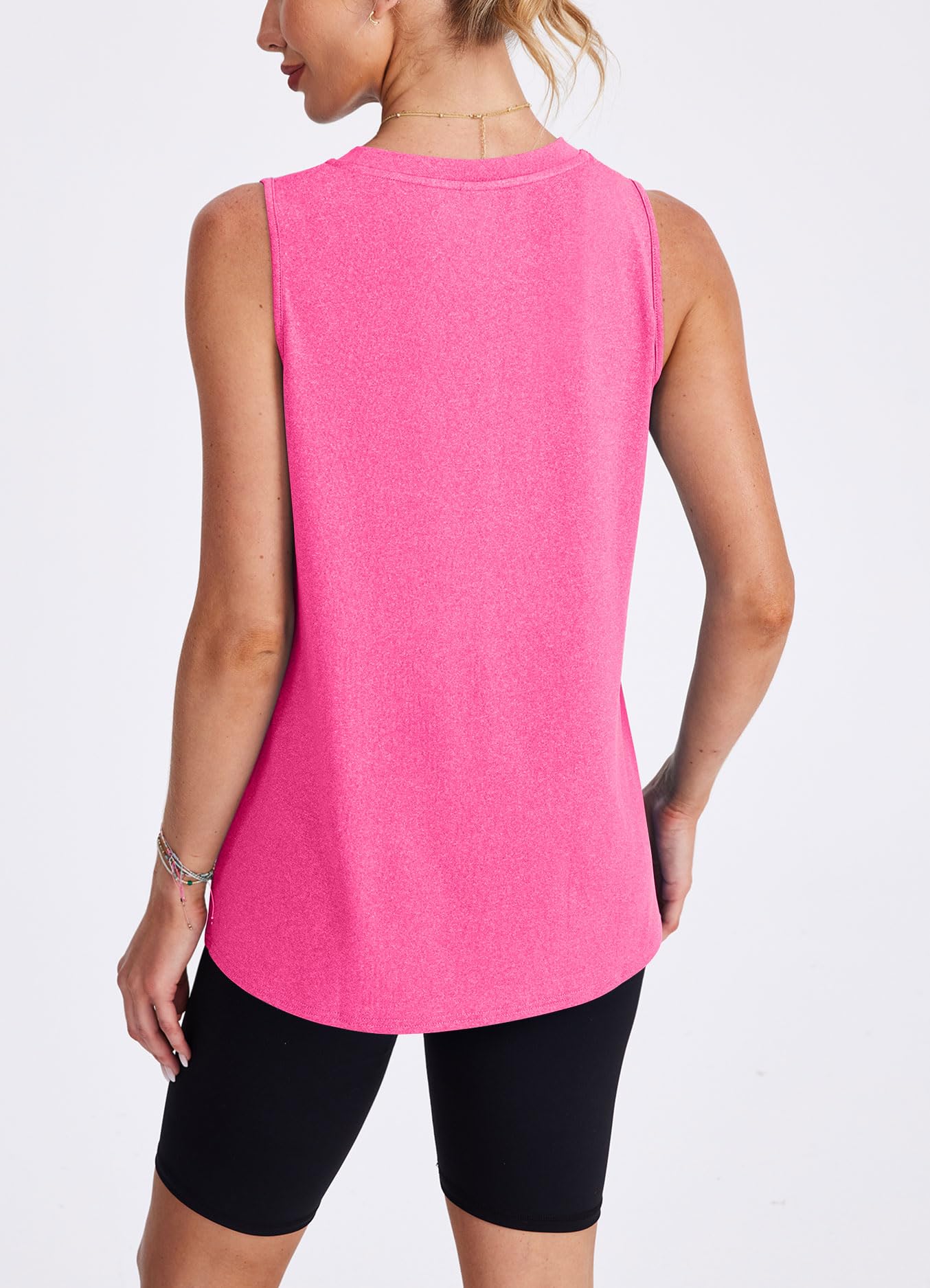 XIEERDUO Women's Sleeveless Workout Shirts Exercise Running Tank Tops Active Gym Tops Pink L