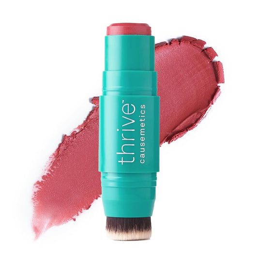 Triple Threat Color Stick - Cream Blush with Vitamin E & Evening Primrose Oil | Waterproof Brick Red Shimmer