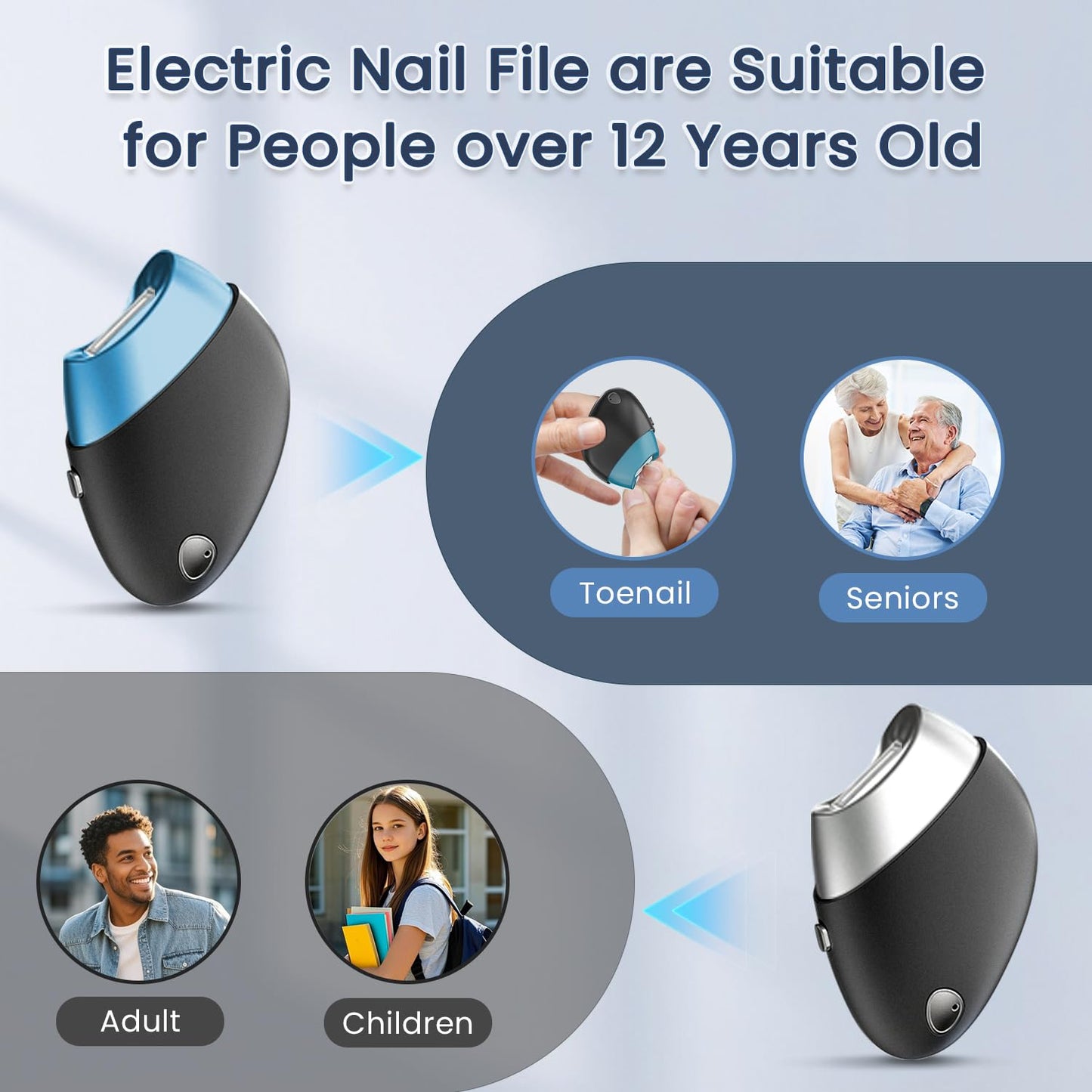 Upgraded Electric Nail Clipper with Thickened Blade Heads, Rechargeable Cordless Automatic Electric Nail File, Easy & Safe Electric Nail Trimmer for Autism Kids, Adult, Seniors Fingers/Toenails