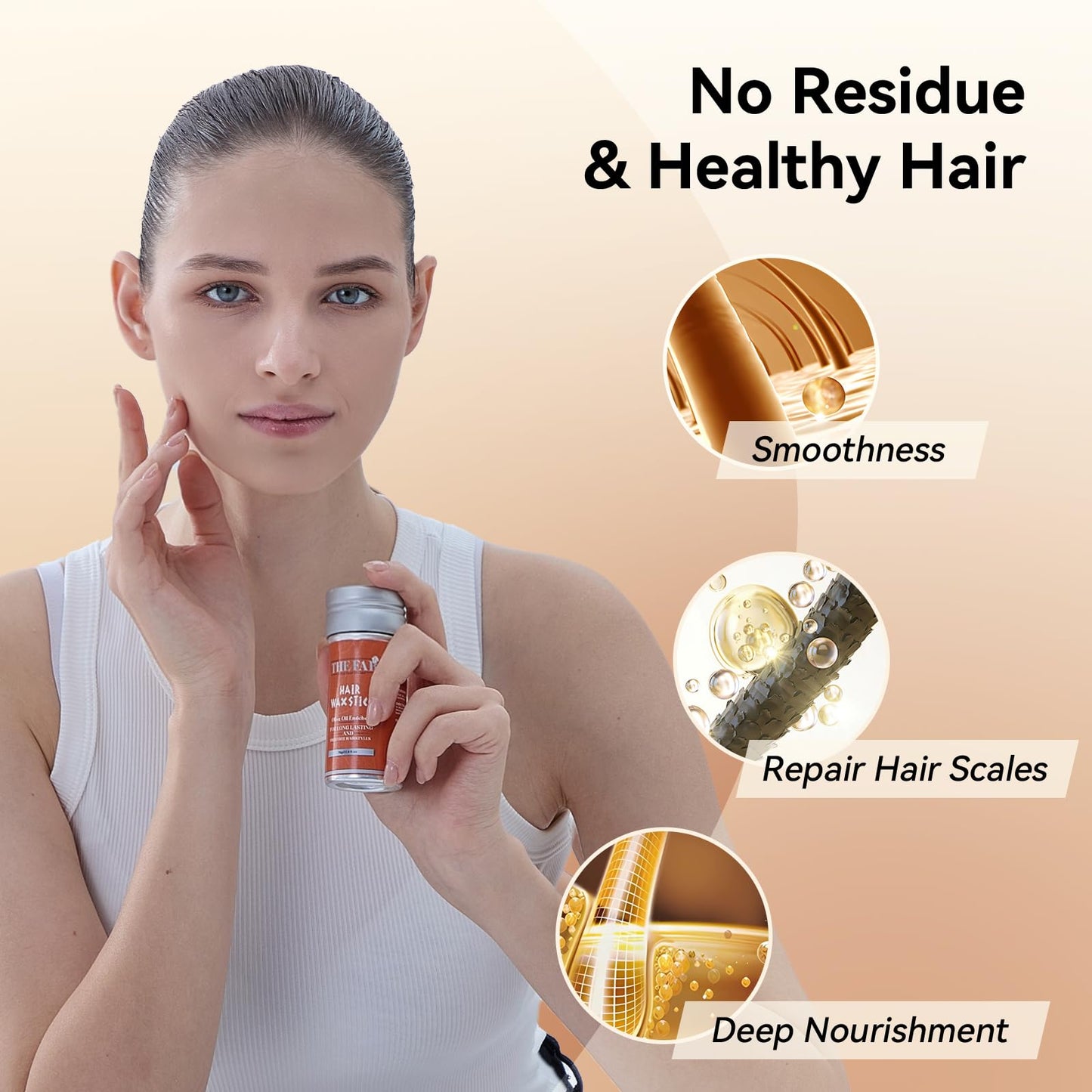 The Fab Hair Wax Stick for Women No Residue Scent Free Wax Stick for Hair Bun Maker –Tame Flyways, Non-Greasy Anti Frizz, All Day Hold, Pomade Edge Control Hair Stick Wax for Women & Kids