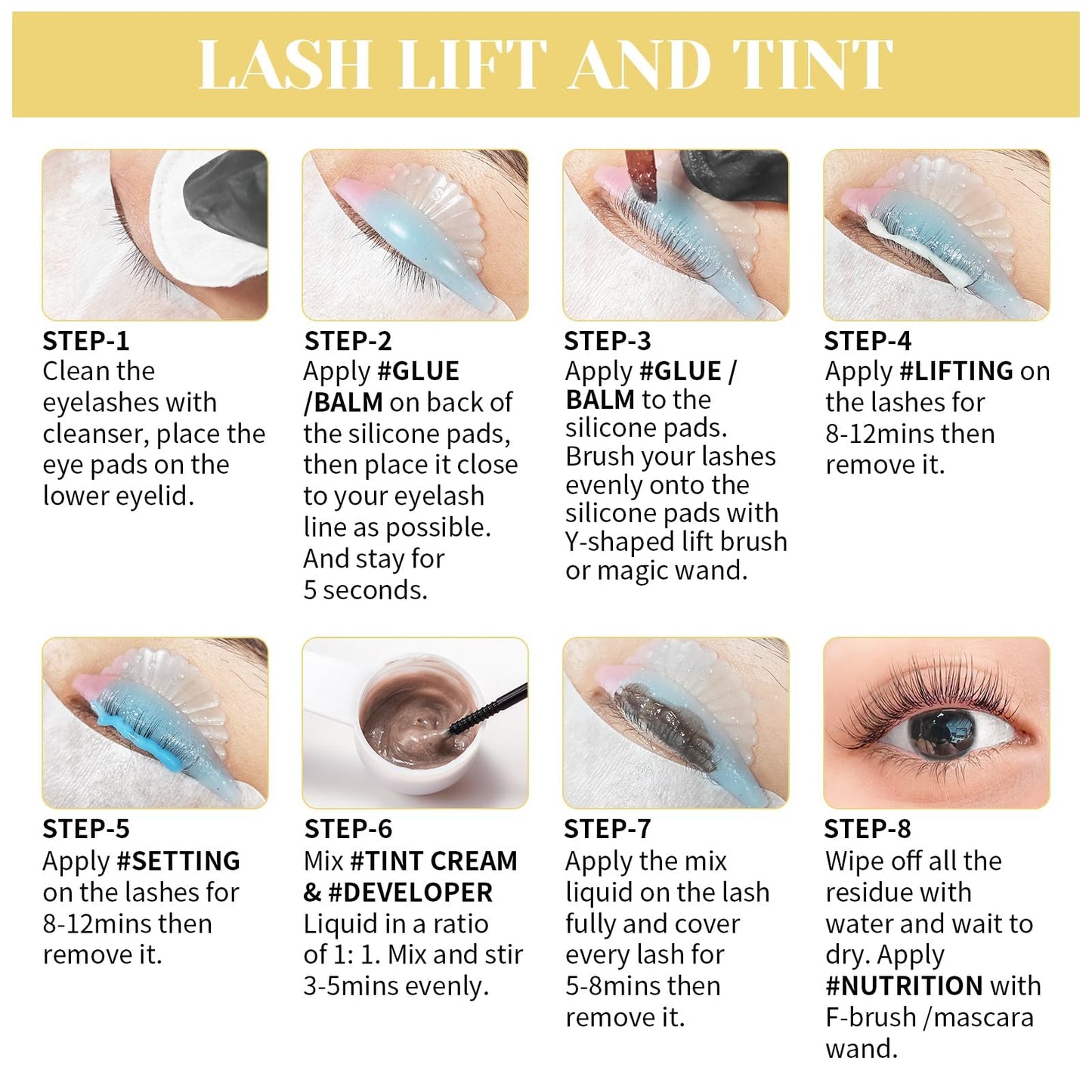 Lash Lift and Color Kit, Brow Lamination Kit with Color, DIY Eyelash Perm Curling for Voluminous Lashes and Brows, Home and Salon Use – Libeauty