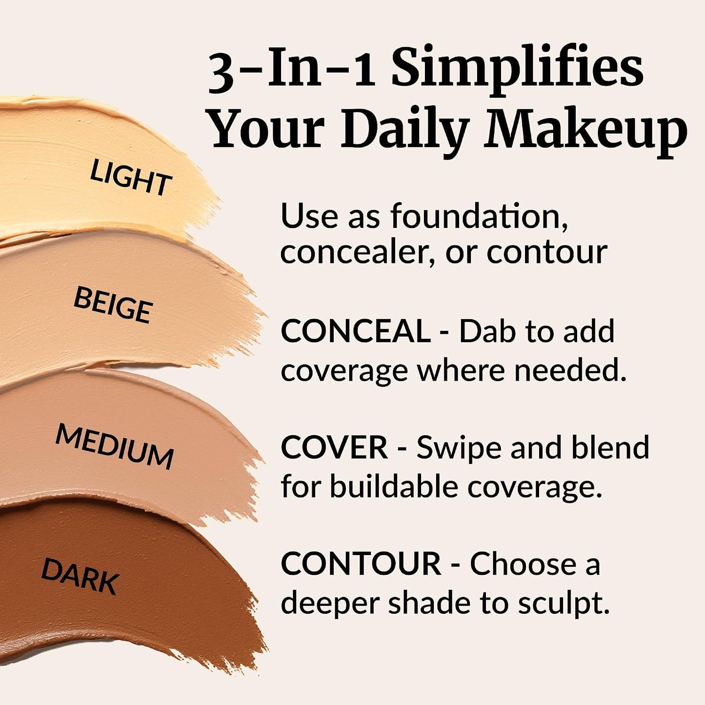 Vibriance Complexion Sticks - Foundation for Mature Skin | Sheer Buildable Coverage Makeup in Natural Beige - 3-in-1 Base, Contour, Concealer