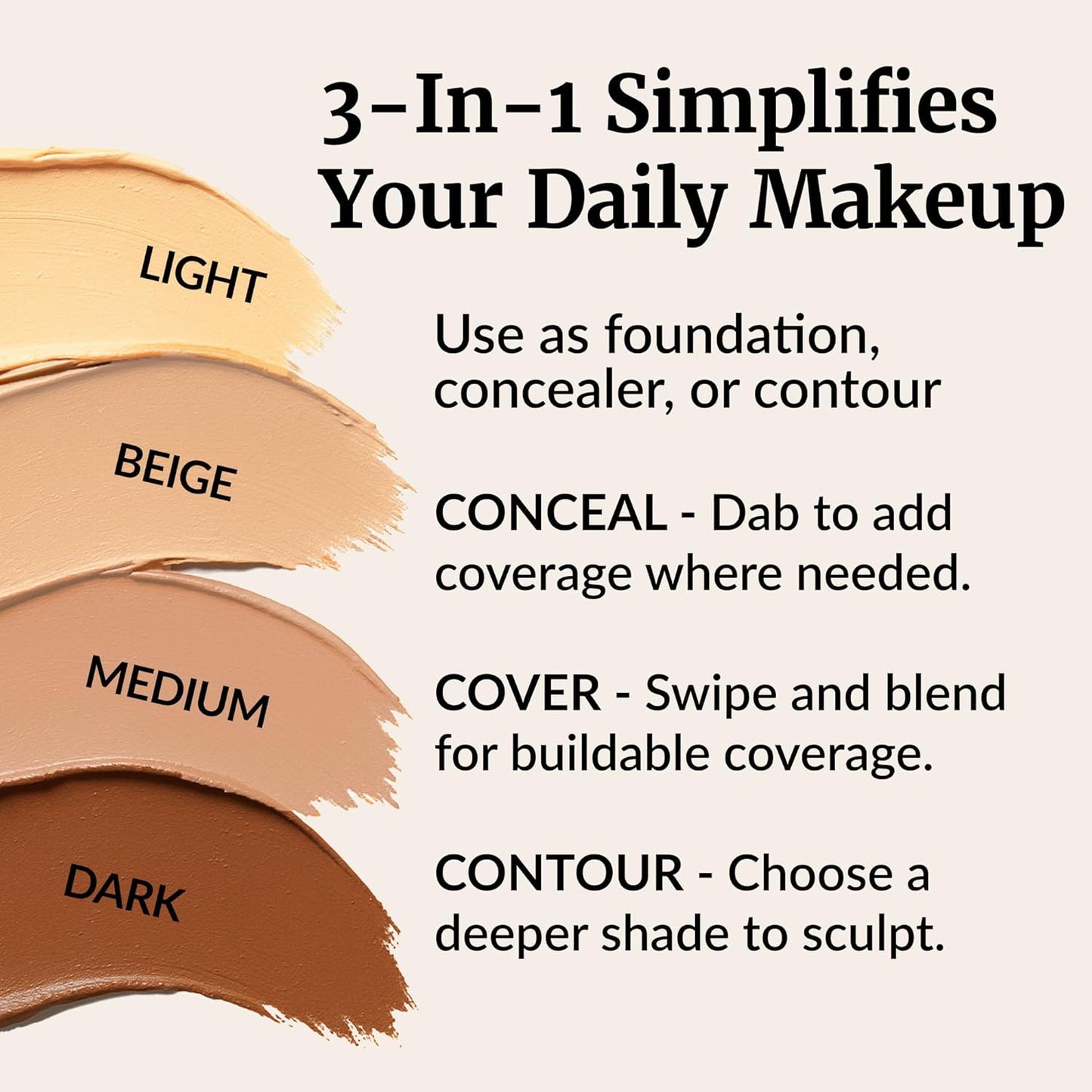 Vibriance Complexion Sticks - Foundation for Mature Skin | Sheer Buildable Coverage in Natural Beige - 3-in-1 Base, Contour, Concealer