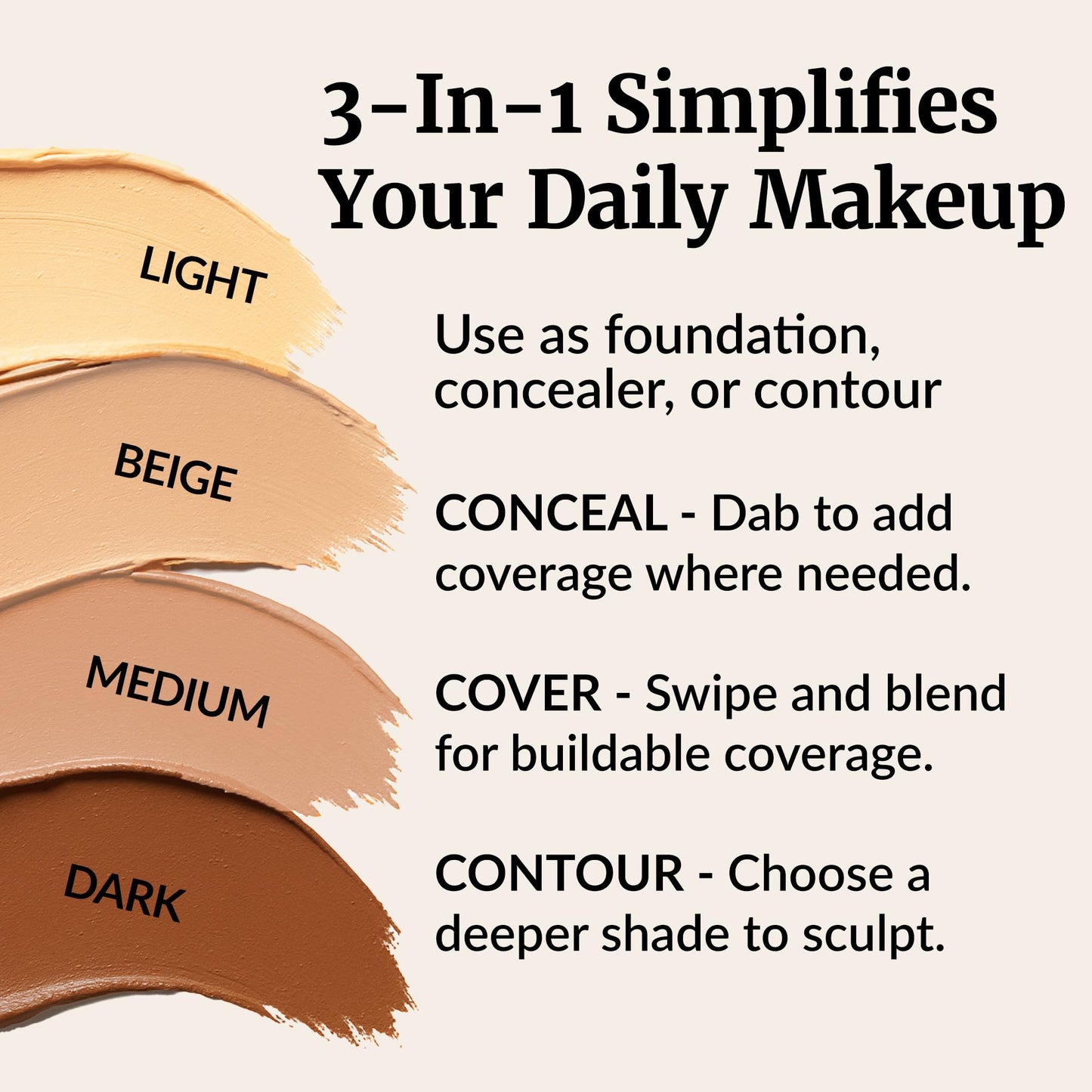 Vibriance Complexion Sticks - Foundation for Mature Skin - Sheer, Buildable Coverage Face Makeup Foundation for Older Women - 3-in-1 Base, Contour, Concealer - Deep / Dark