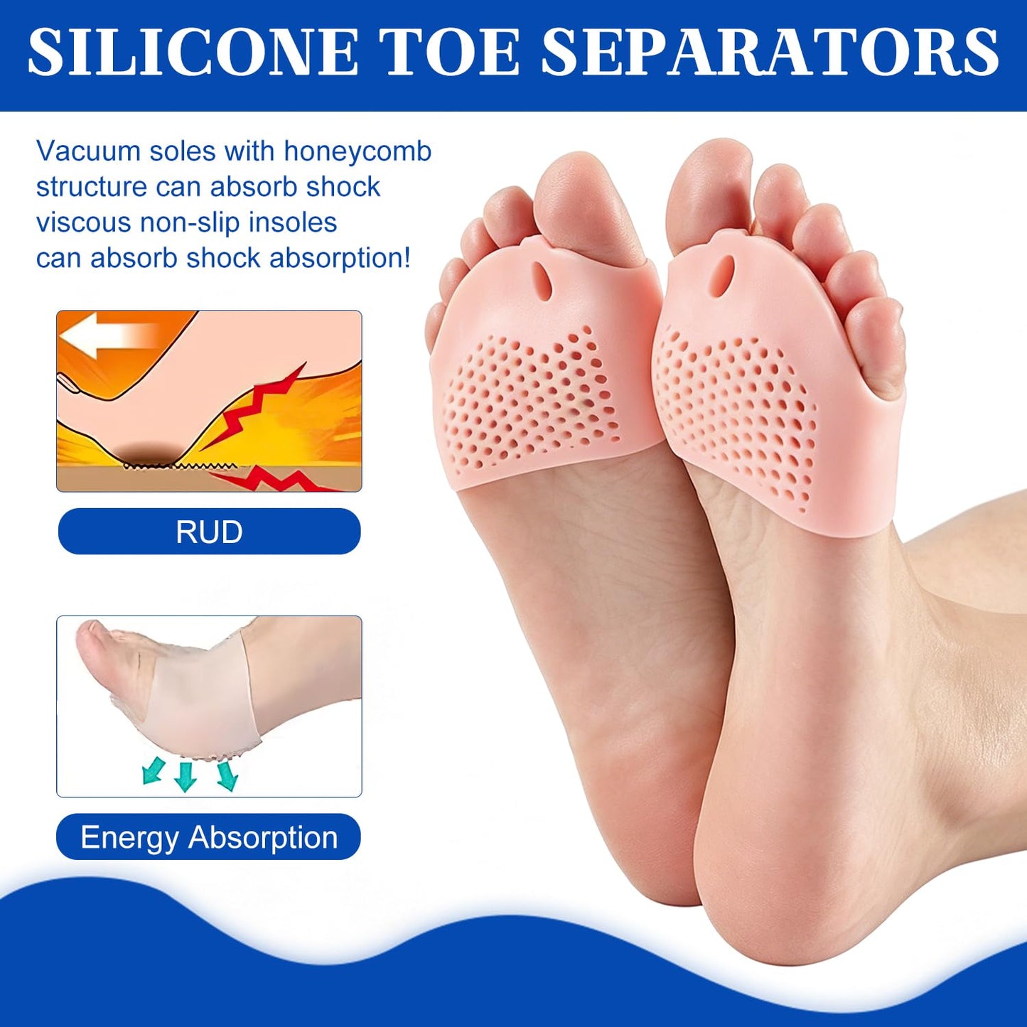 Silicone Toe Separators - Bunion Relief & Toe Straightening | Soft Breathable Design for Yoga, Running, Travel - 4 Pairs in 4 Colors