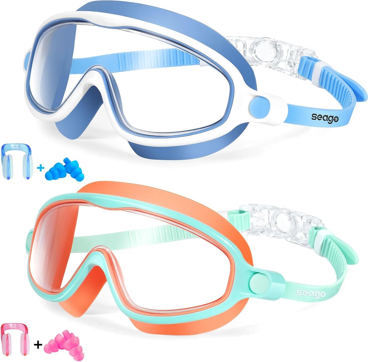 Swim Goggles for Kids 3-14 - Anti-Fog, Anti-UV, Wide View | 2 Pack