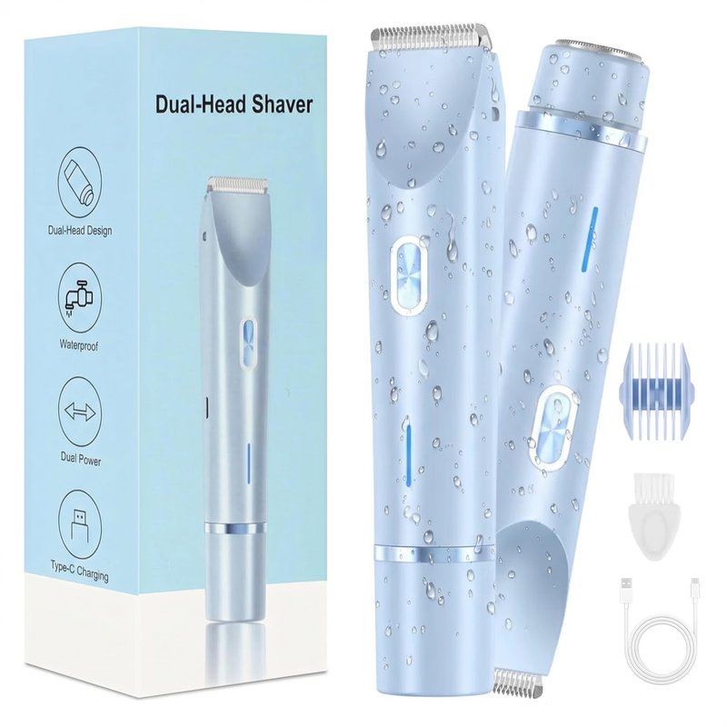 Bikini Trimmer for Women-2 in 1 Dual Head Bikini Shaver & Body Shavert(Black) (Green)
