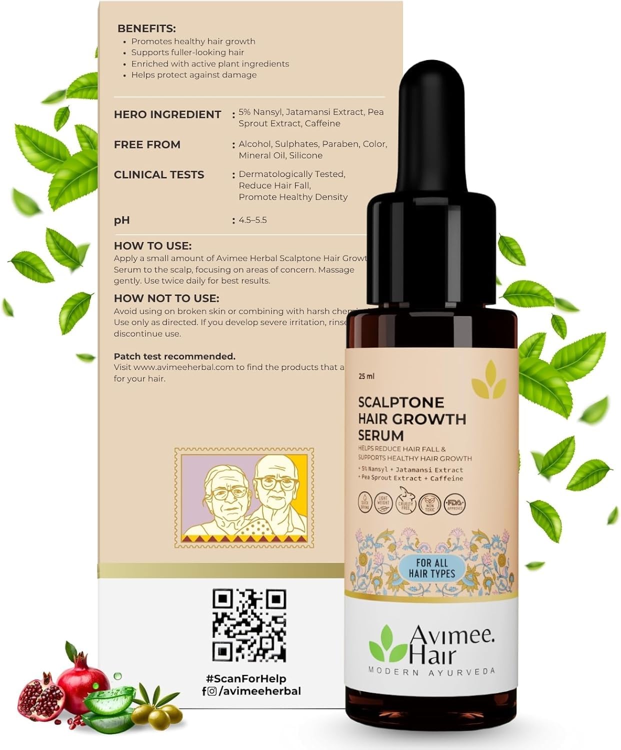 AVIMEE HERBAL Scalptone Hair Serum | 100% Pure & Natural | Mineral Oil Free | 25 mL