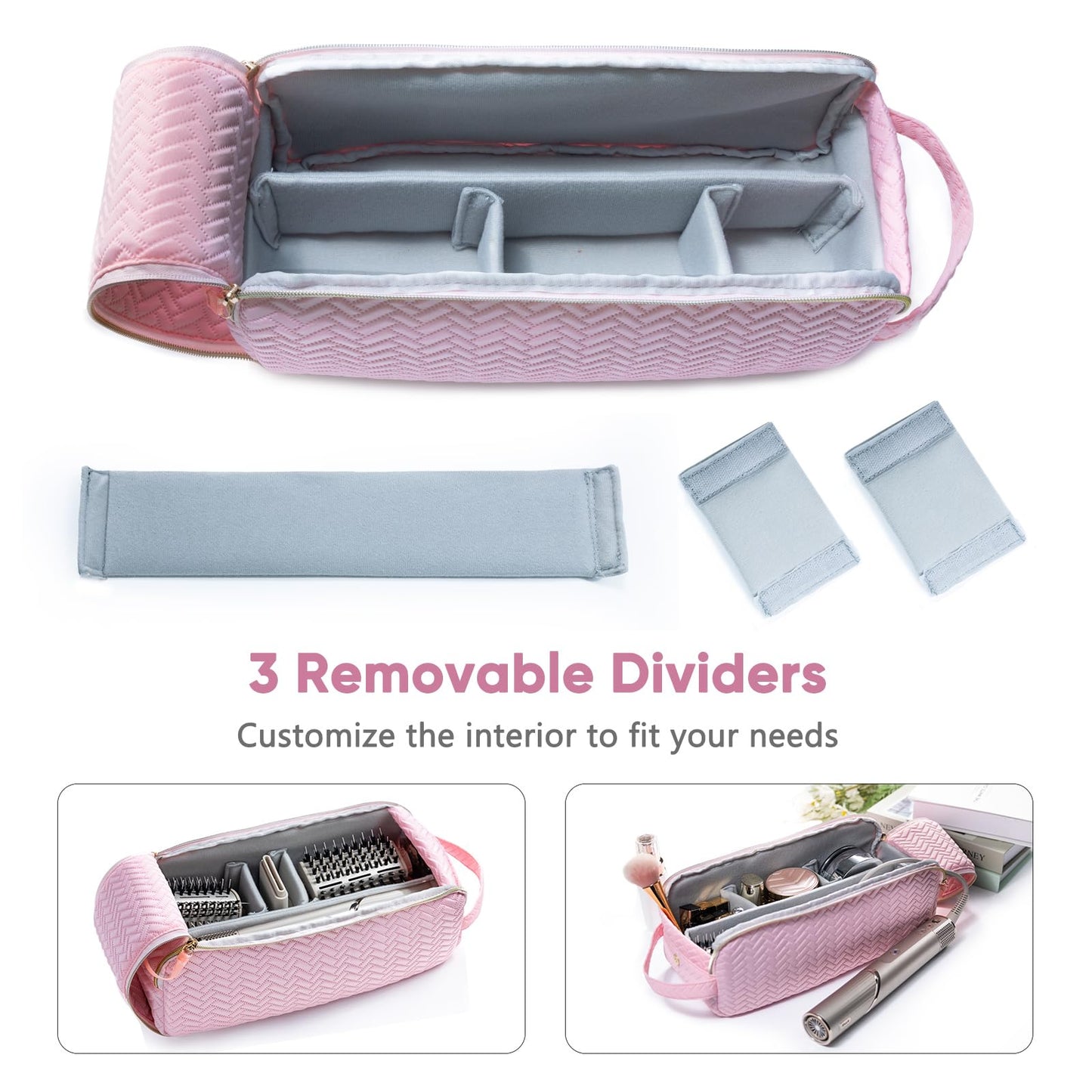 ELCUPA Large Hair Tools Travel Bag Compatible with Shark FlexStyle, Revlon & Dyson | Hair Dryer Brush Organizer, Flat Iron, Curling Iron, Makeup & Cosmetic Bag for Travel Essentials