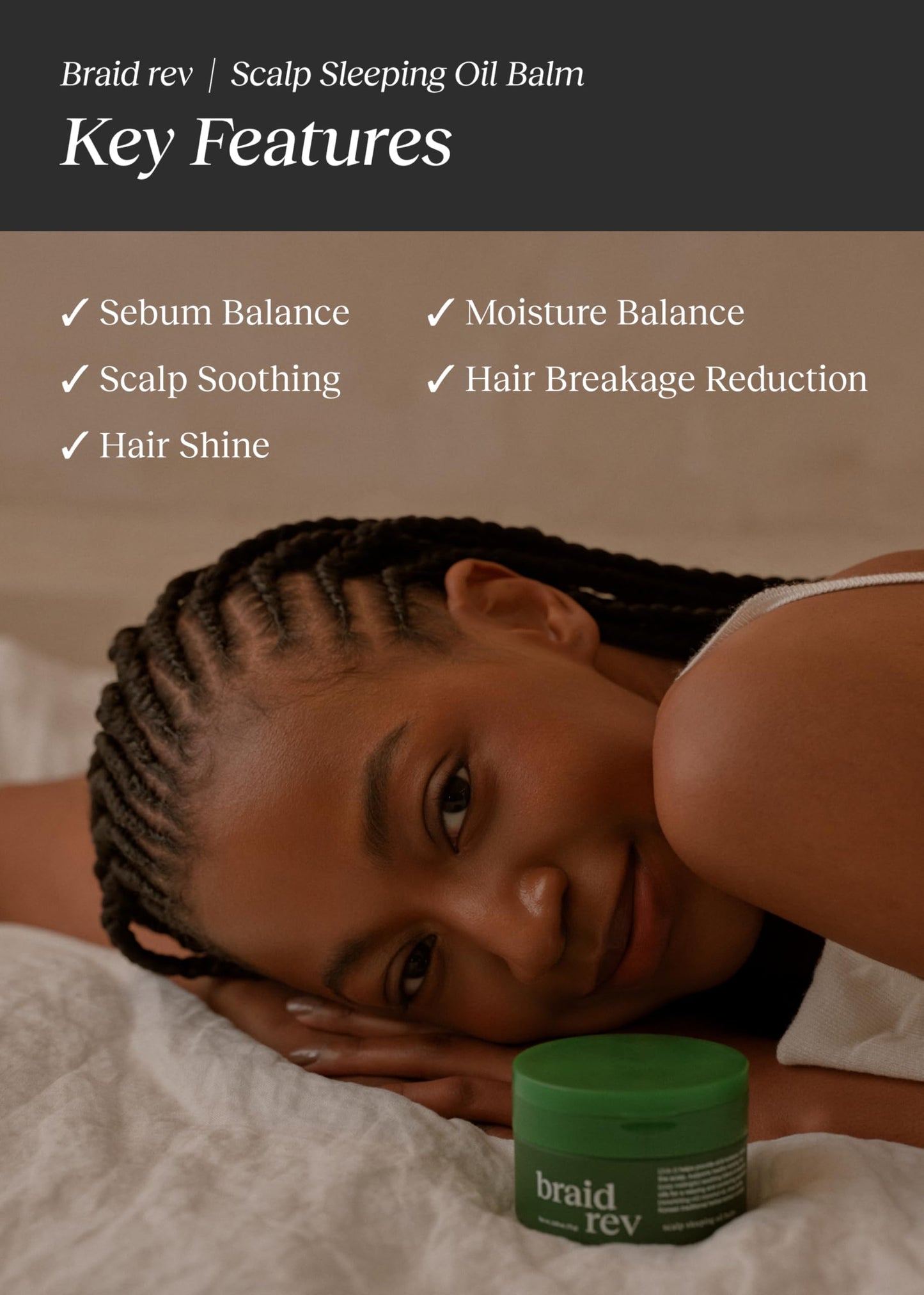 Bephor Braid Rev Scalp Sleeping Oil Balm, Korean Scalp Treatment, Balm-to-Oil Formula, Nourishing for Dry Scalp with Coconut & Shea Butter, Reduces Excess Sebum & Strengthens Hair Roots, 2.65 oz