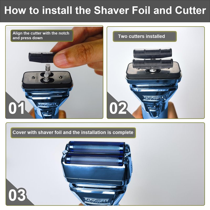 Shaver Replacement Foil and Cutter，Compatible with BaBylissPRO FXONE BLUEFX Double Foil Stick Shaver,BLUE
