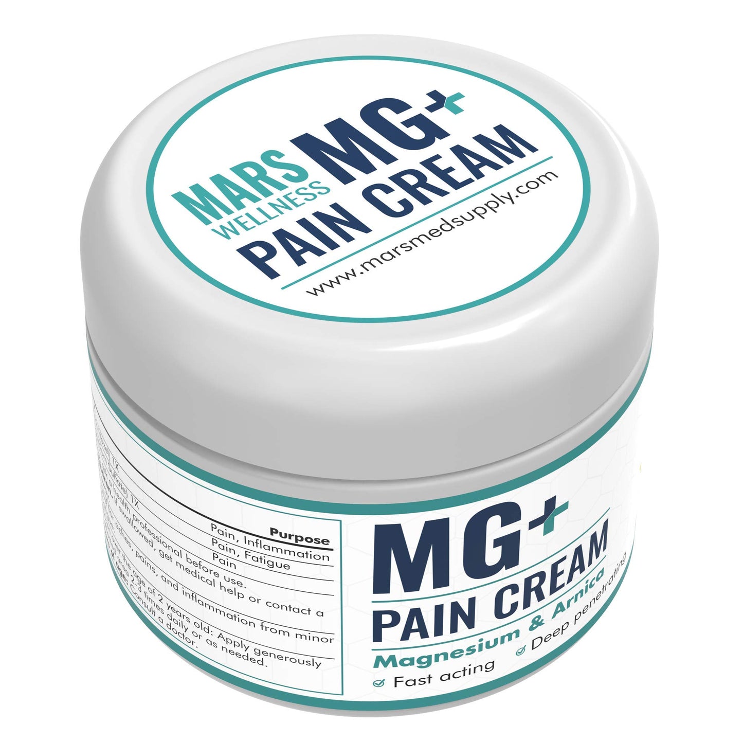Mars Wellness MG+ Magnesium Cream Pain Relief - Extra Strength Magnesium and Arnica Cream - 4 OZ Tub - Neuropathy, Muscle Pain, and Leg Cramps Relief - 1 Pack