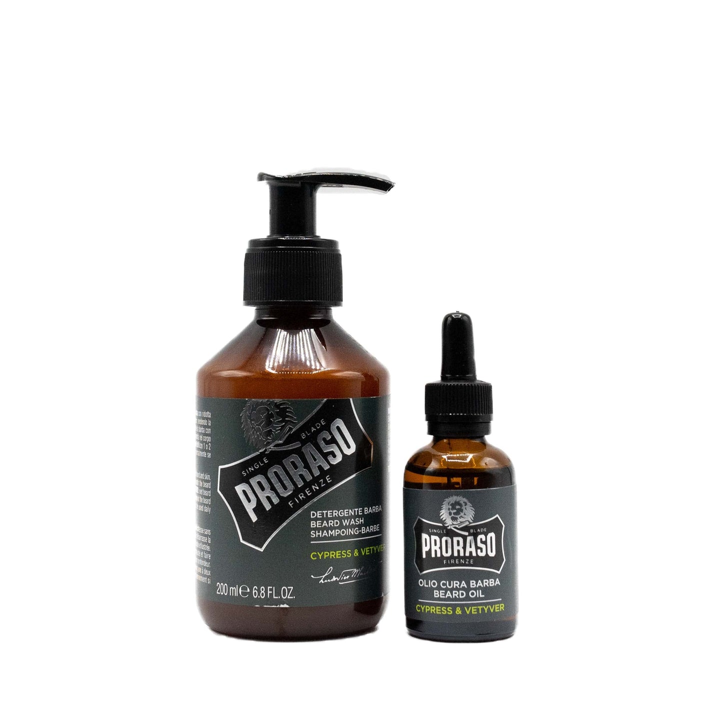 Proraso Cypress and Vetyver Beard Care Duo Kit - Beard Wash and Oil with Fresh, Earthy Scent for Long or Full Beards - Premium Italian Gift Set for Men