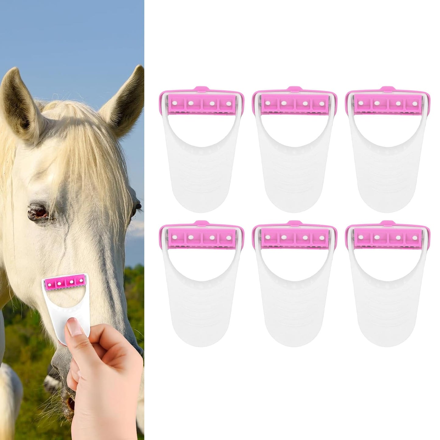 Horse Clippers 6-Piece Set with Protective Covers, Portable Grooming Tools for Pet Care and Trimming, Easy to Use and Durable, Perfect for Horse Grooming and Maintenance (Pink)