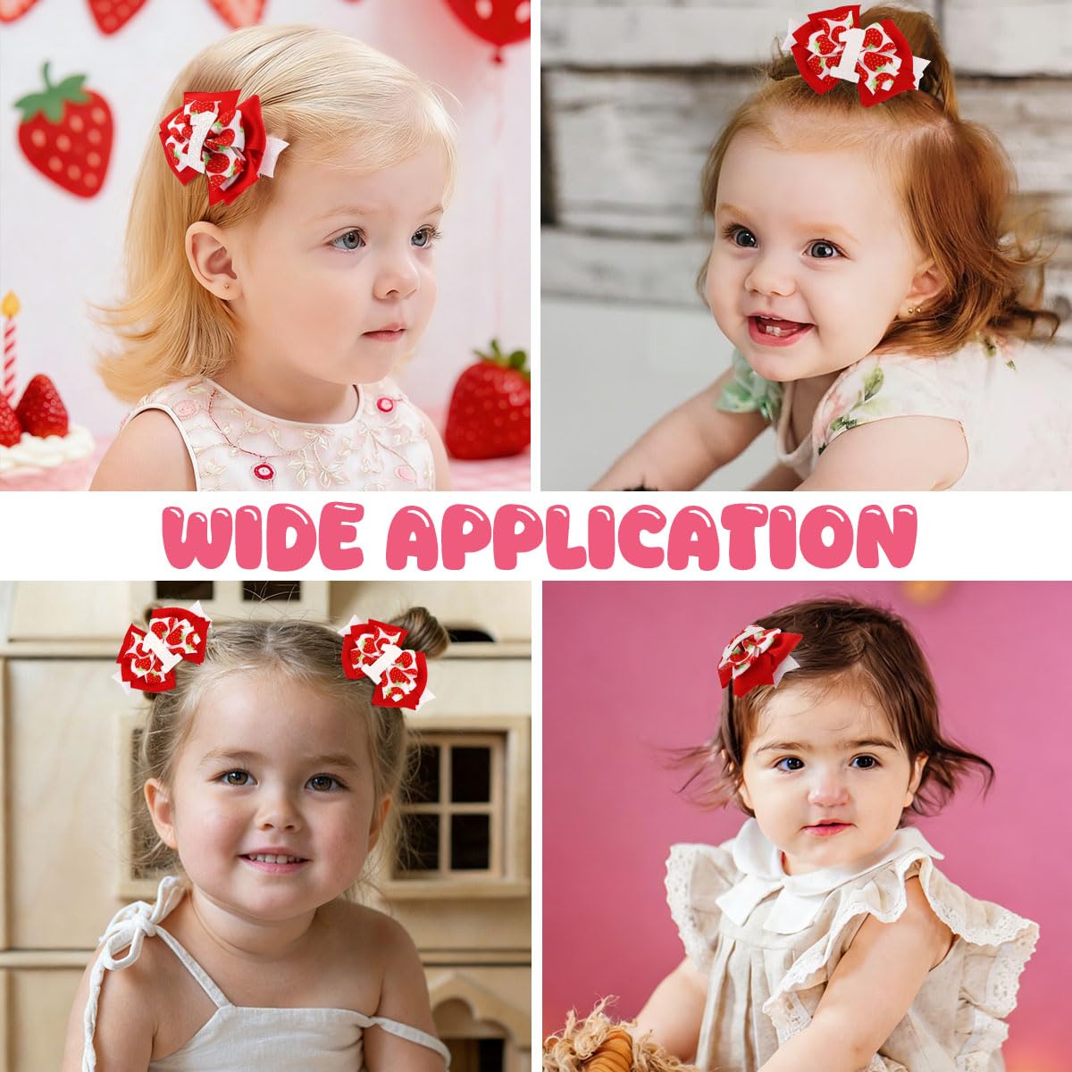 Srotmirw Strawberry Hair Bow Clips 1st Birthday Berry First Birthday Decor Berry Sweet One Birthday Party Decorations Strawberry Hair Accessories