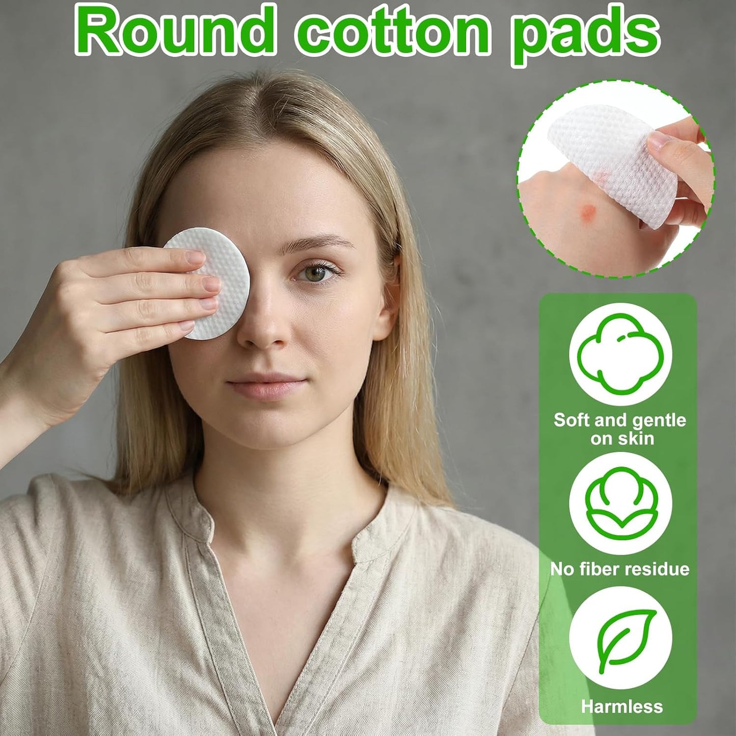 Large Oval Cotton Pads - 150 Pcs Lint-Free Dual-Sided Facial Pads for Makeup Removal | Soft Cleansing & Skincare Use