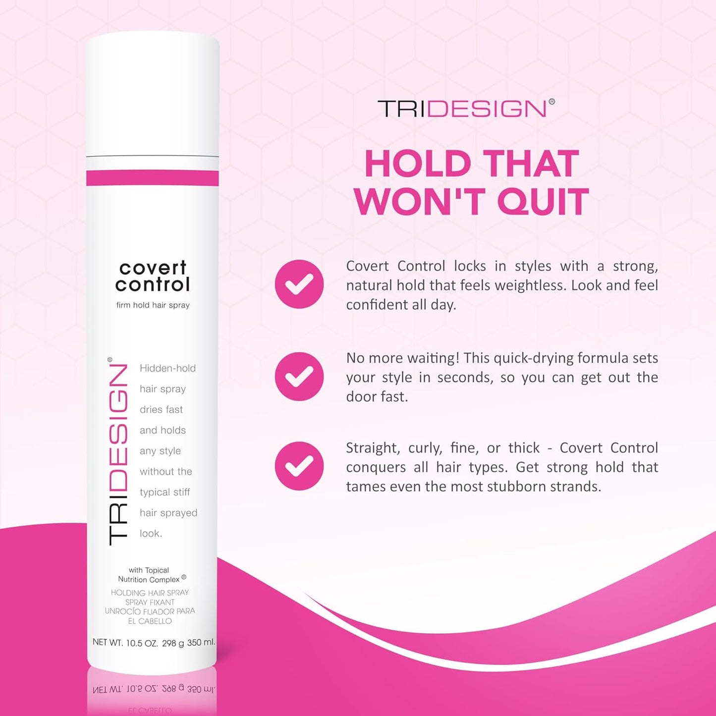 Covert Control Hairspray - Fast-Drying Strong Hold for Women & Men | 10.5 Oz