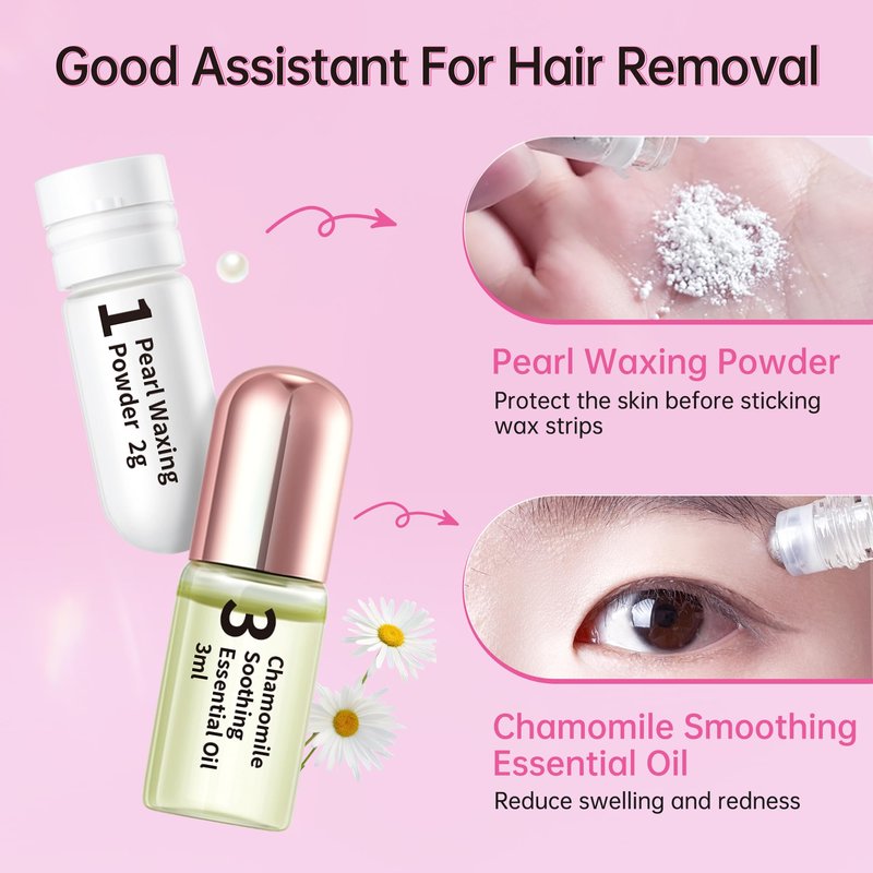 Beauty7 Sensitive Eyebrow Wax Strips, Eyebrow Waxing Strips 24 Strips with Pearl Powder Essential Oil for Sensitive Skin for Women