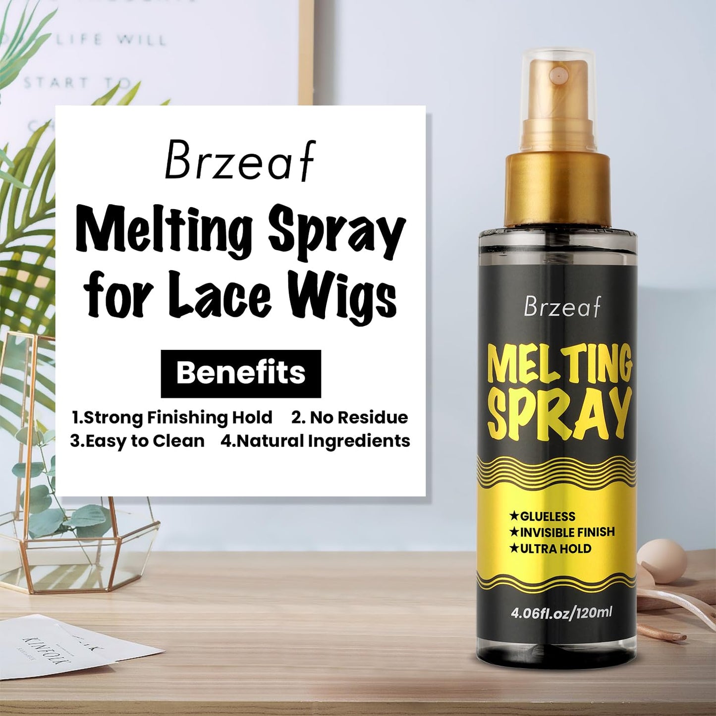 Lace Melting Spray - Extreme Hold & Glueless Wig Adhesive | 120ml, Quick-Dry Finish