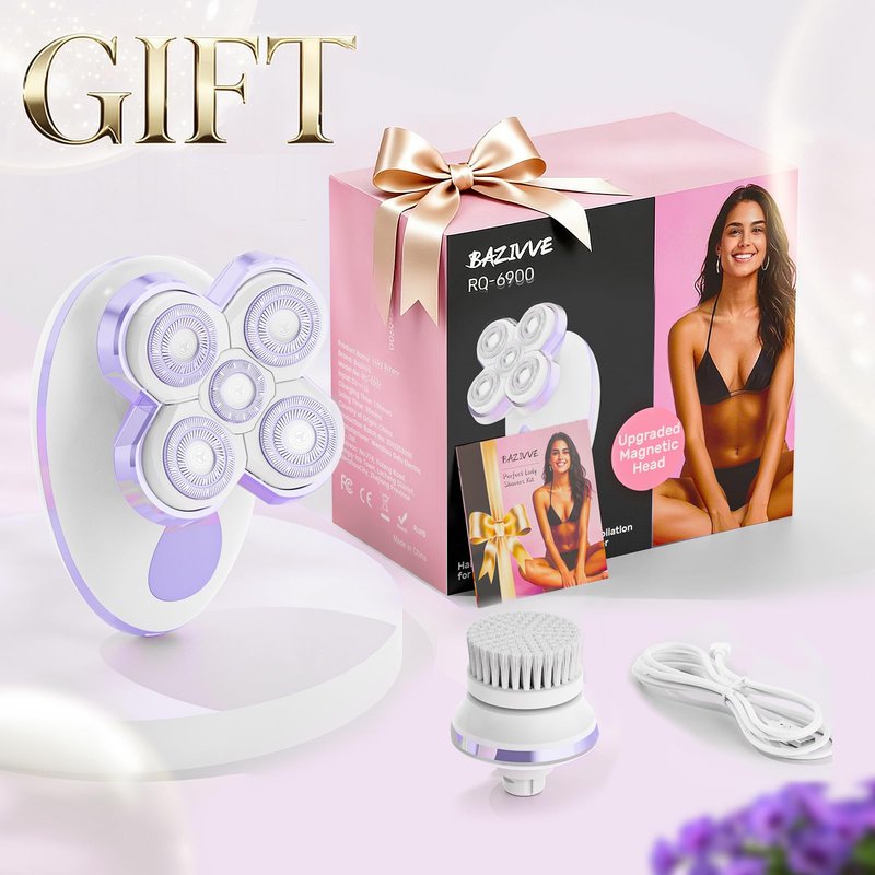 Electric Razors for Women - Upgraded Electric Shaver for Women with Magnetic Heads, Rotary Hair Remover Kit for Legs Bikini Face, Lady Trimmer for Sensitive Skin, Detachable and Waterproof, Orange