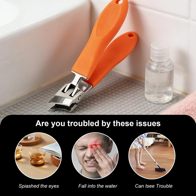 Wide Jaw Opening Anti-Splash Slanted Nail Clipper, 2026 New Curved Toenail Clippers for Thick Toenails,Slanted Nail Clippers Curved Toenail Clippers for Ingrown Nails and Thick Toenails (Orange)