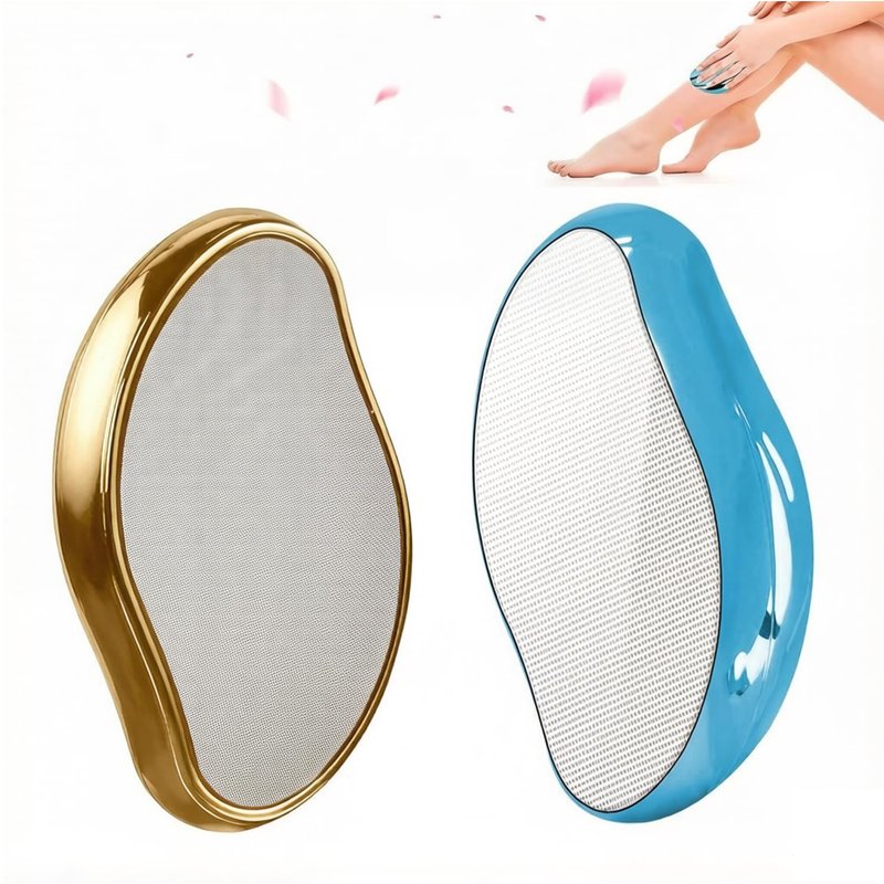 2PCS Crystal Hair Eraser for Women Reusable Hair Remover Stone, Painless Crystal Hair Remover for Women and Men, Magic Painless Exfoliation Hair Removal Tool (Gold and Blue)
