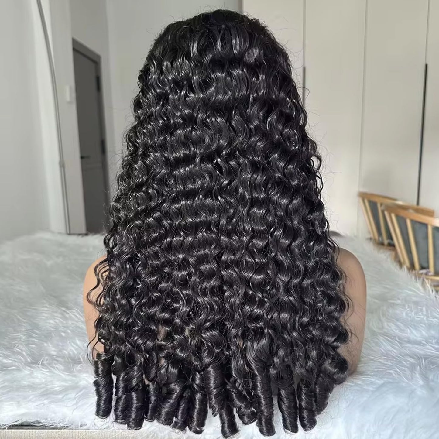Burmese Curly Half Wig - 200 Density Human Hair | Beginner-Friendly 12 Inch Flip Over Design