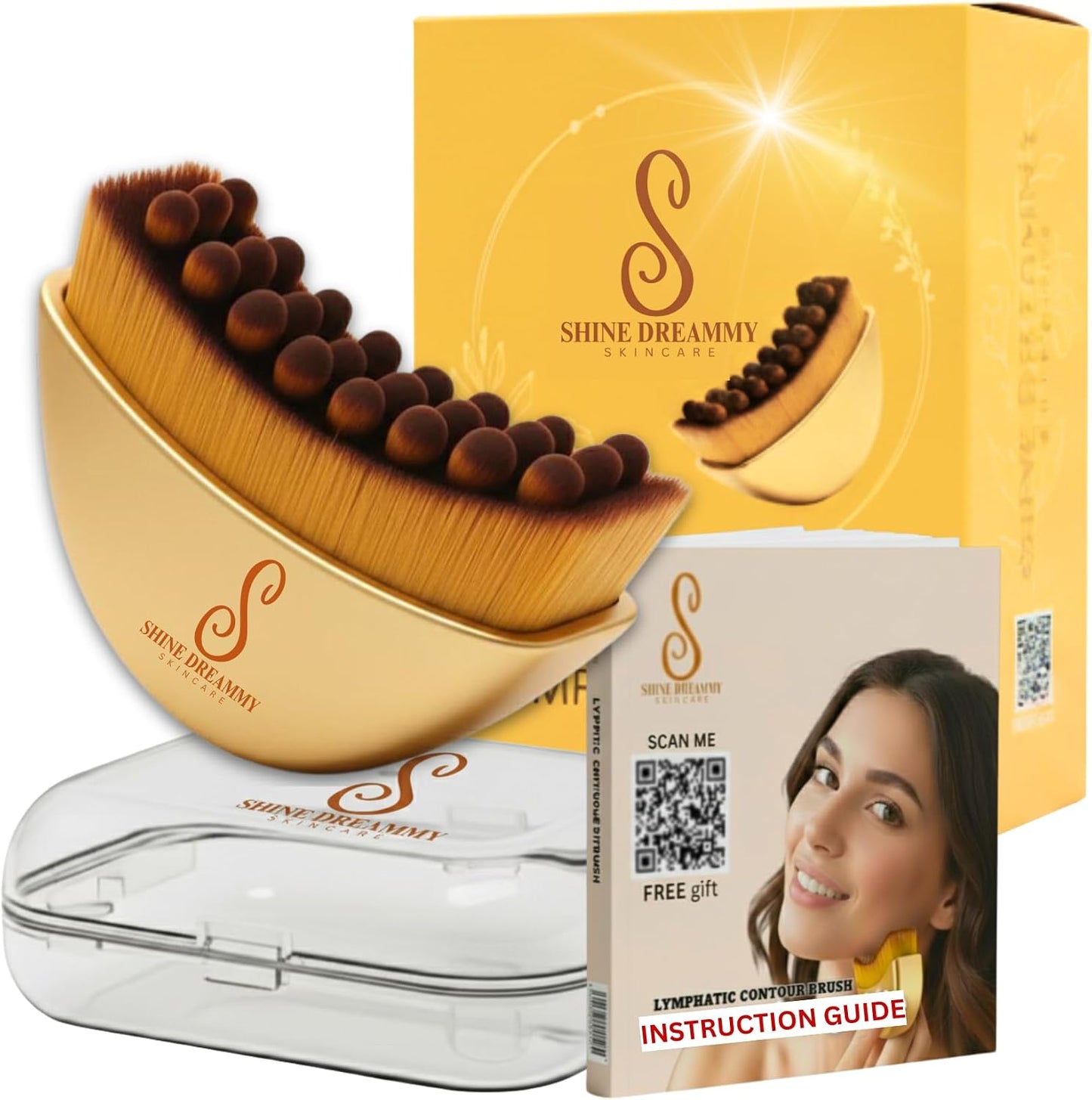 Lymphatic Contour Face Brush - Anti-Puffiness & Detox Tool for Facial Sculpting | Gua Sha Massage Tool for Neck & Chin