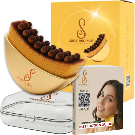 Lymphatic Contour Face Brush - Anti-Puffiness & Detox Tool for Facial Sculpting | Gua Sha Massage Tool for Neck & Chin